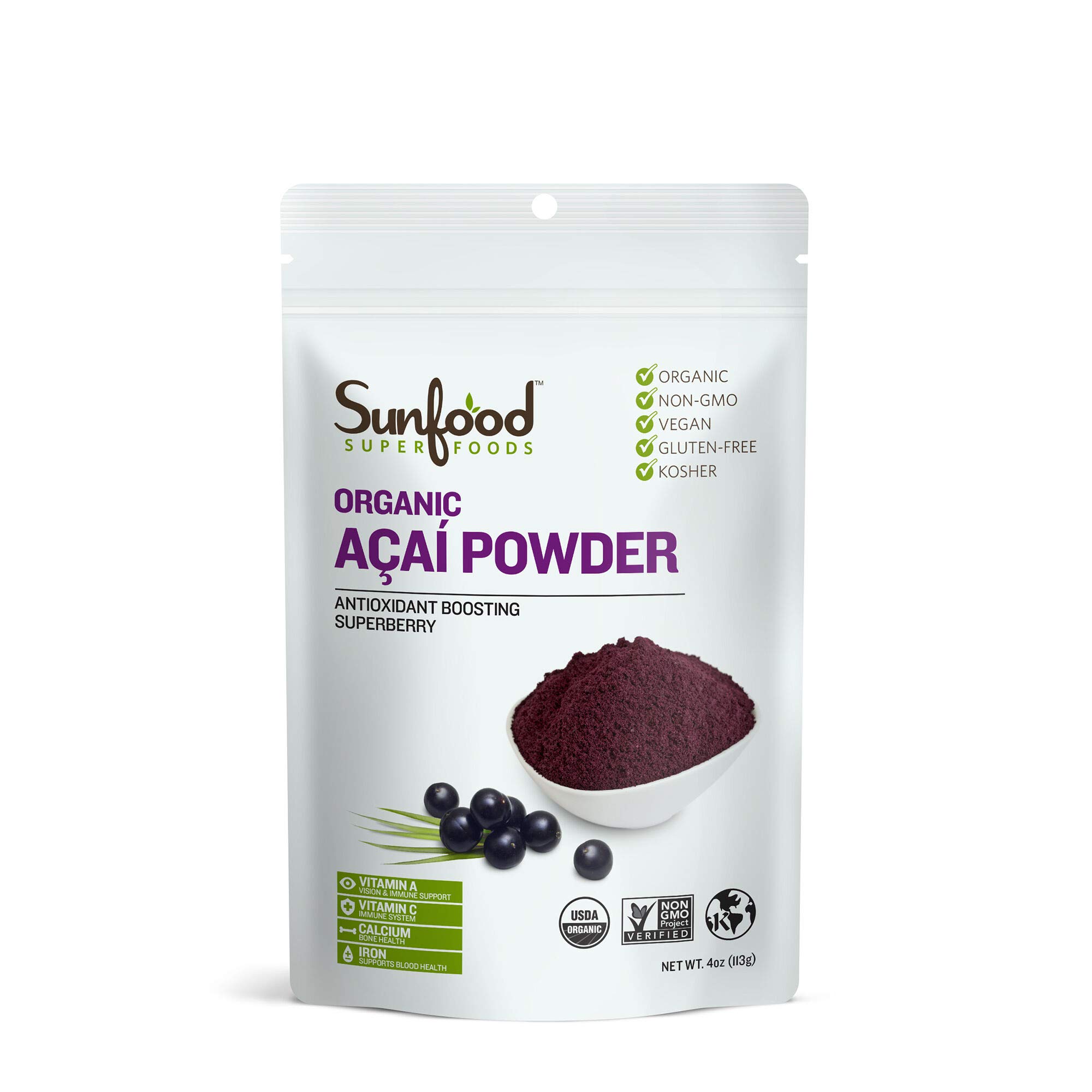 Foto 2 pulgar | Acai Powder Sunfood Superfoods Organic  Bolsa De 113 Ml - Venta Internacional.
