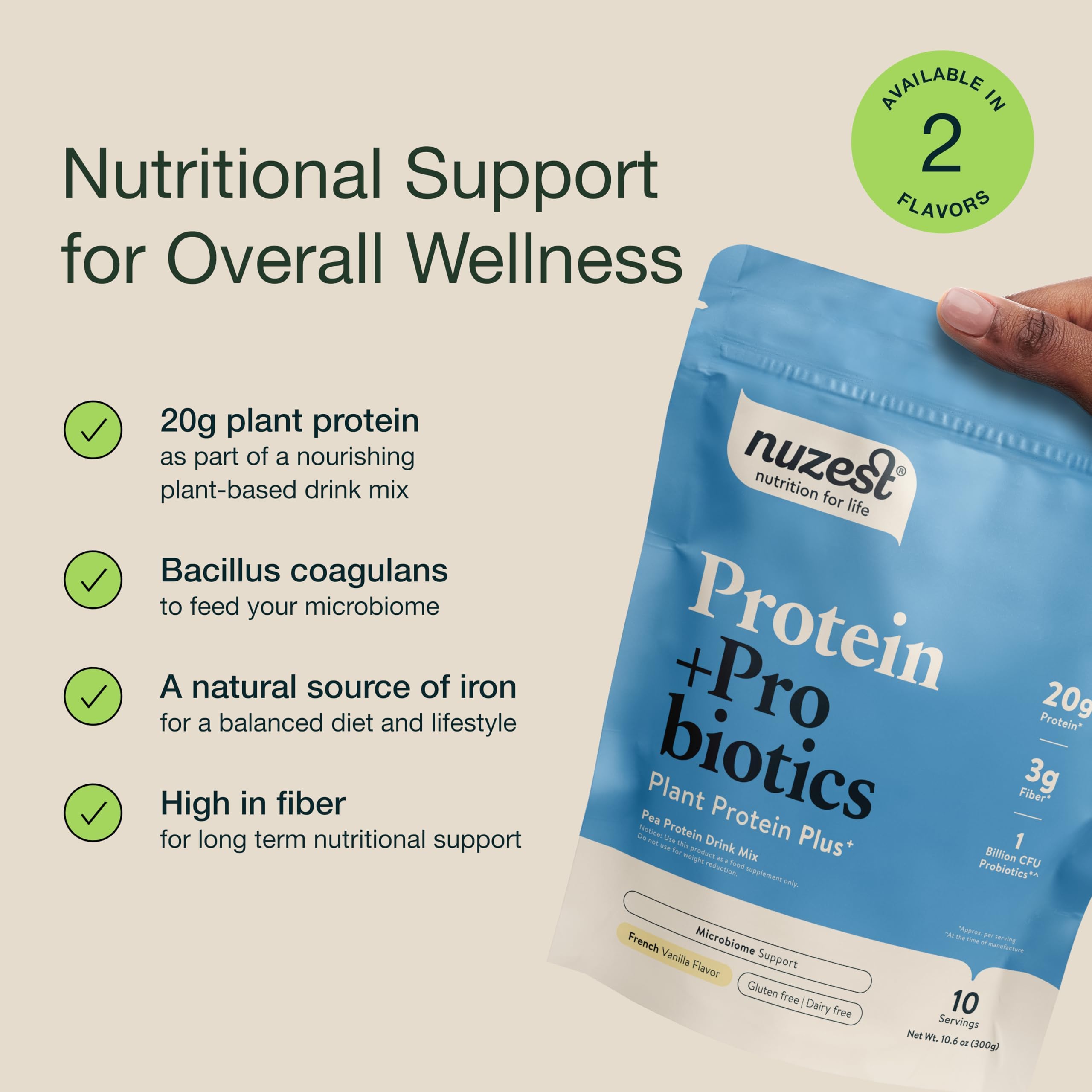 Foto 3 | Proteína En Polvo Nuzest Protein + Probiotics 300 G De Vainilla Francesa - Venta Internacional.