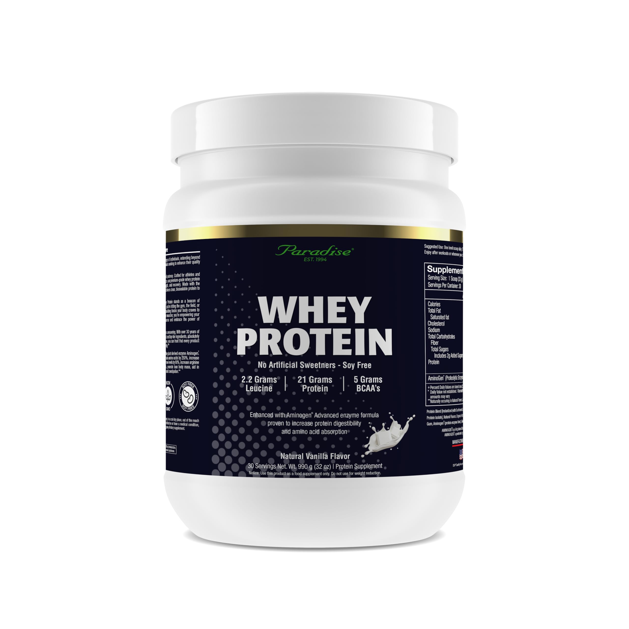 Foto 2 pulgar | Proteína De Suero En Polvo Paradise Herbs Vanilla 600 G 30 Porciones - Venta Internacional.