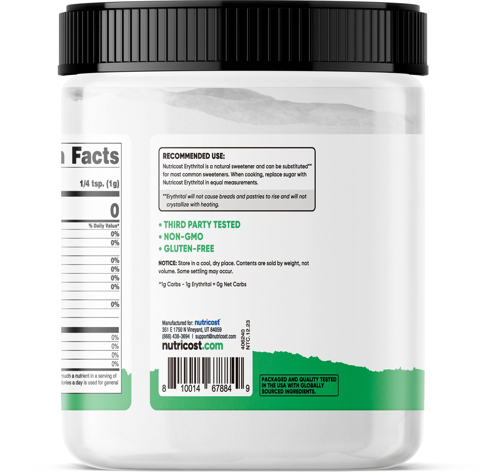 Foto 5 pulgar | Edulcorante Nutricost Pantry Eritritol De Origen Vegetal 454 G - Venta Internacional.