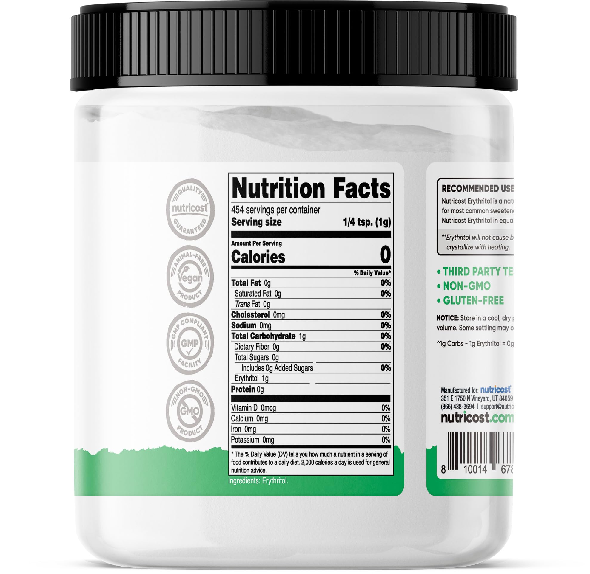 Foto 5 | Edulcorante Nutricost Pantry Eritritol De Origen Vegetal 454 G - Venta Internacional.