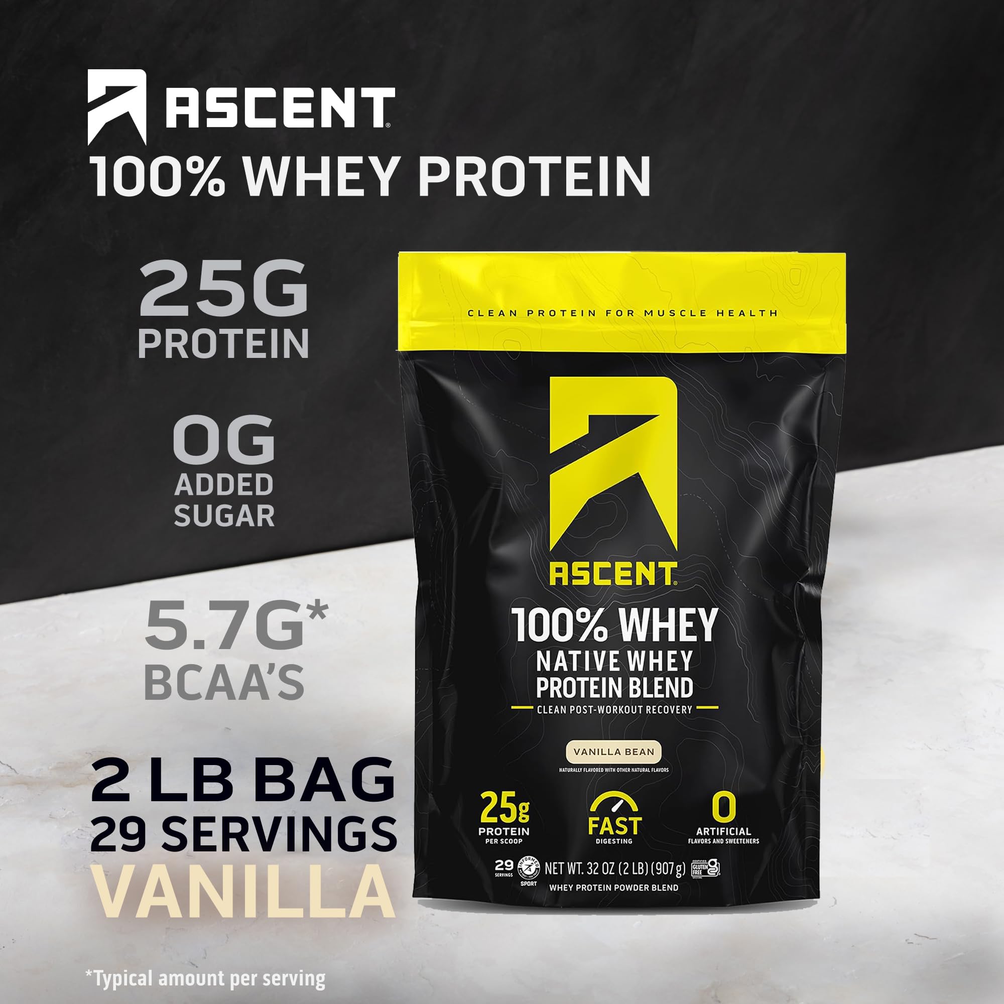 Foto 3 pulgar | Proteína De Suero En Polvo Ascent Para Después Del Entrenamiento  1 Kg De Vainilla - Venta Internacional.