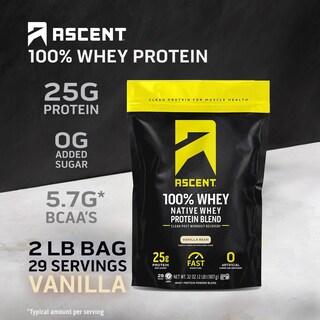 Foto 2 | Proteína De Suero En Polvo Ascent Para Después Del Entrenamiento 1 Kg De Vainilla - Venta Internacional.