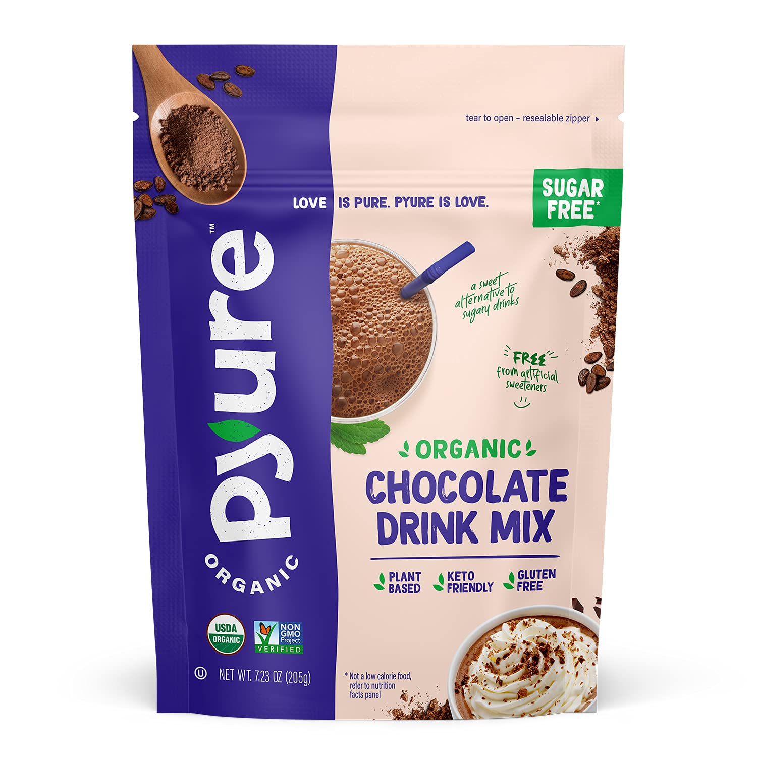 Foto 2 pulgar | Drink Mix Pyure Chocolate Orgánico Sin Azúcar 200 Ml - Venta Internacional.