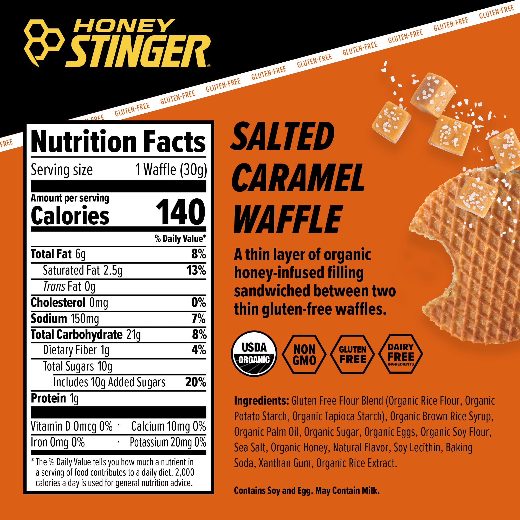 Foto 7 pulgar | Waffles Honey Stinger  Caramelo Salado Orgánico  30 G (paquete De 12) - Venta Internacional.