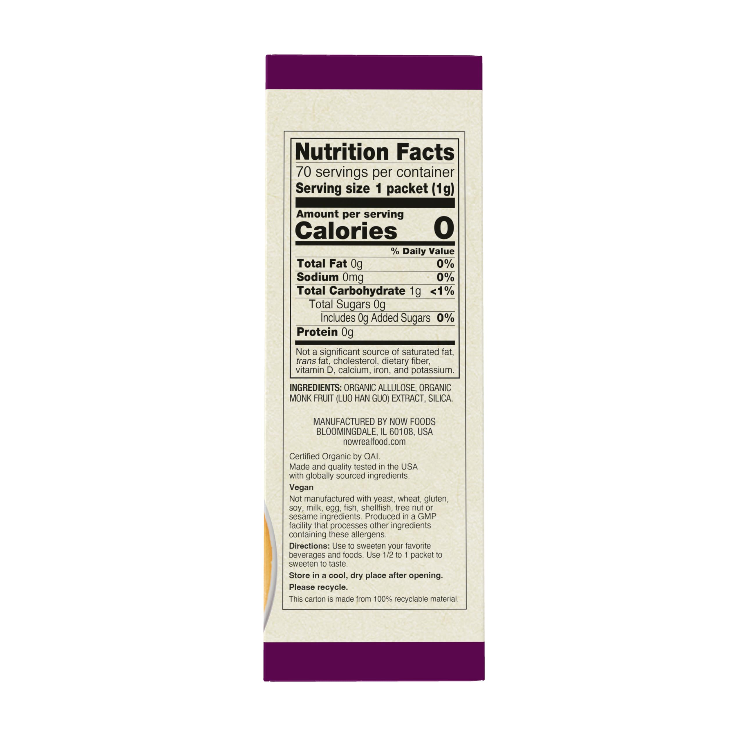 Foto 3 pulgar | Sweetener Now Foods Organic Monk Fruit  70 Paquetes - Venta Internacional.