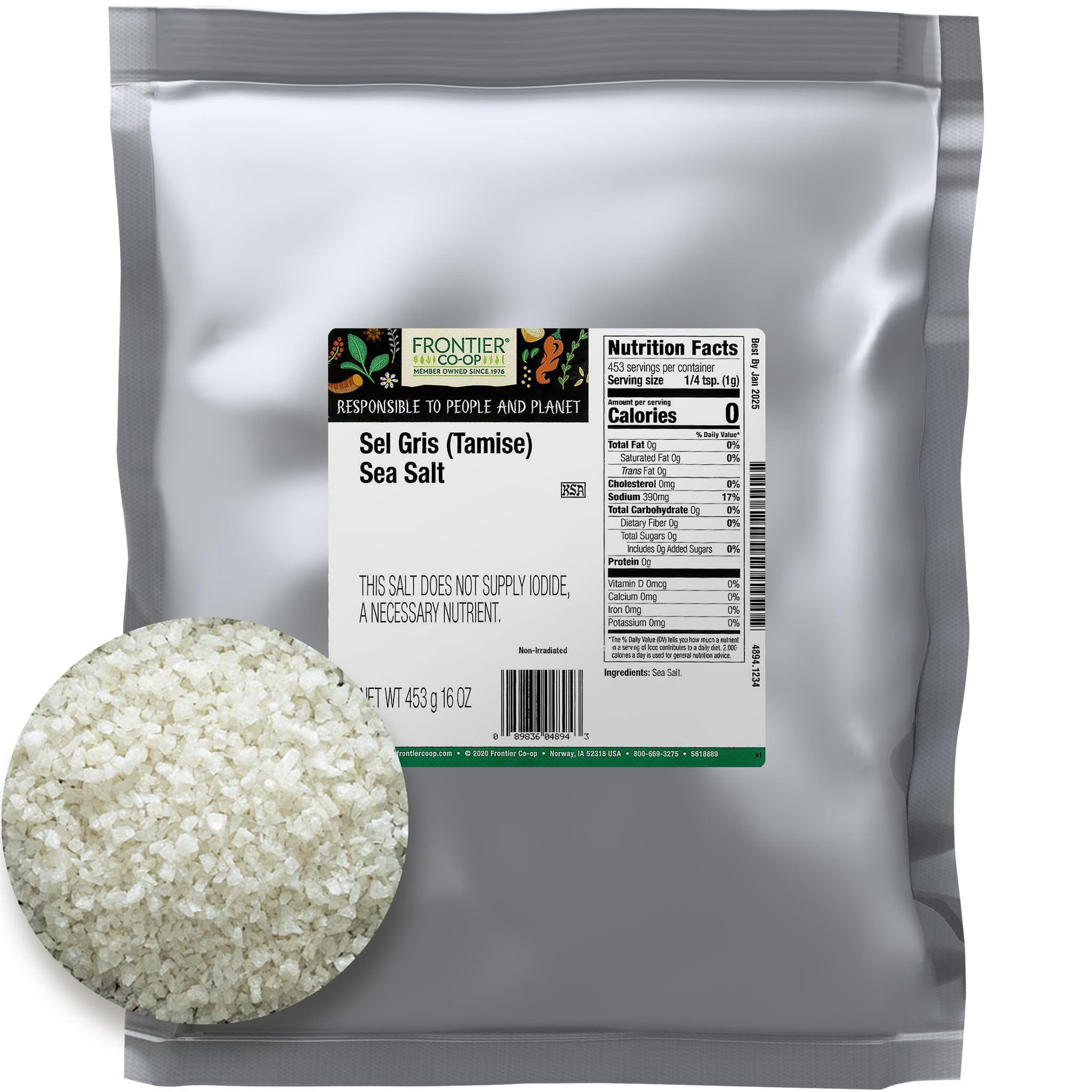 Foto 2 pulgar | Sal Frontier Bulk Sel Gris (tamise) 454 G - Venta Internacional.
