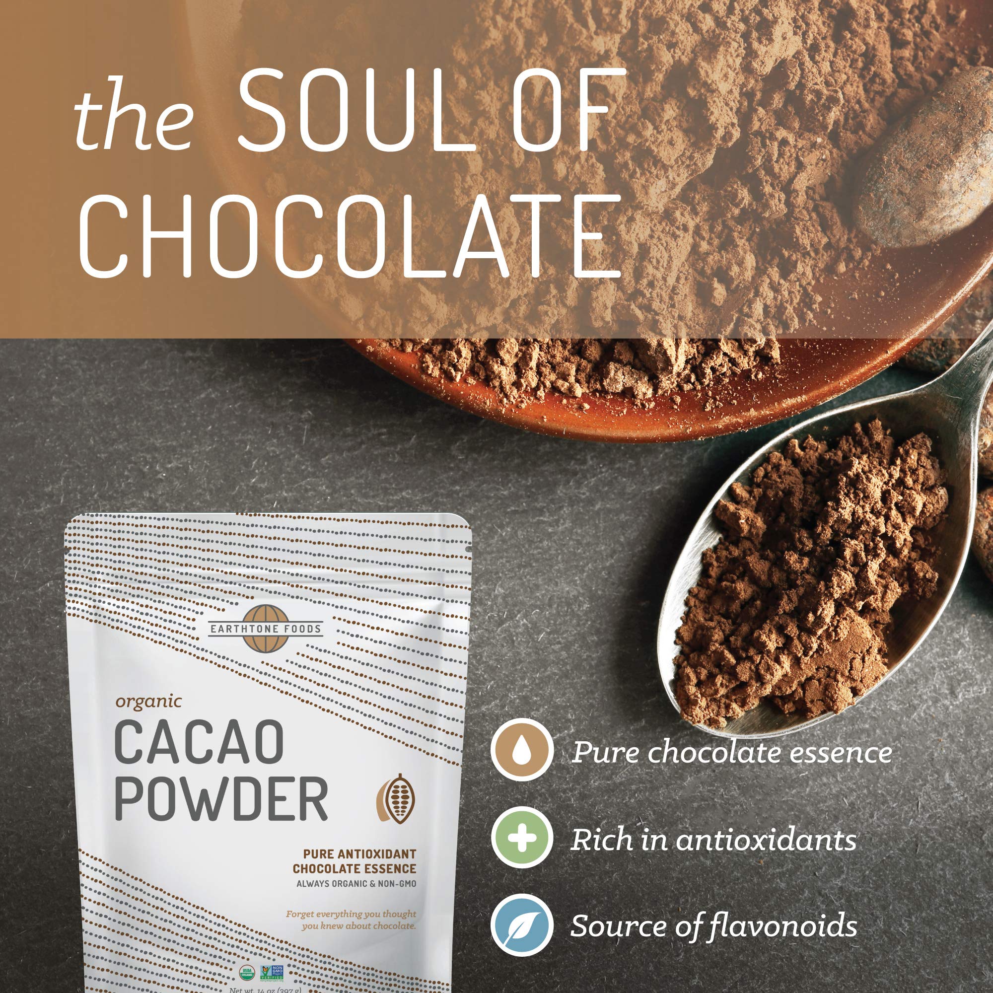 Foto 3 pulgar | Cacao En Polvo Earthtone Organic Sin Endulzar 400 Ml - Venta Internacional.