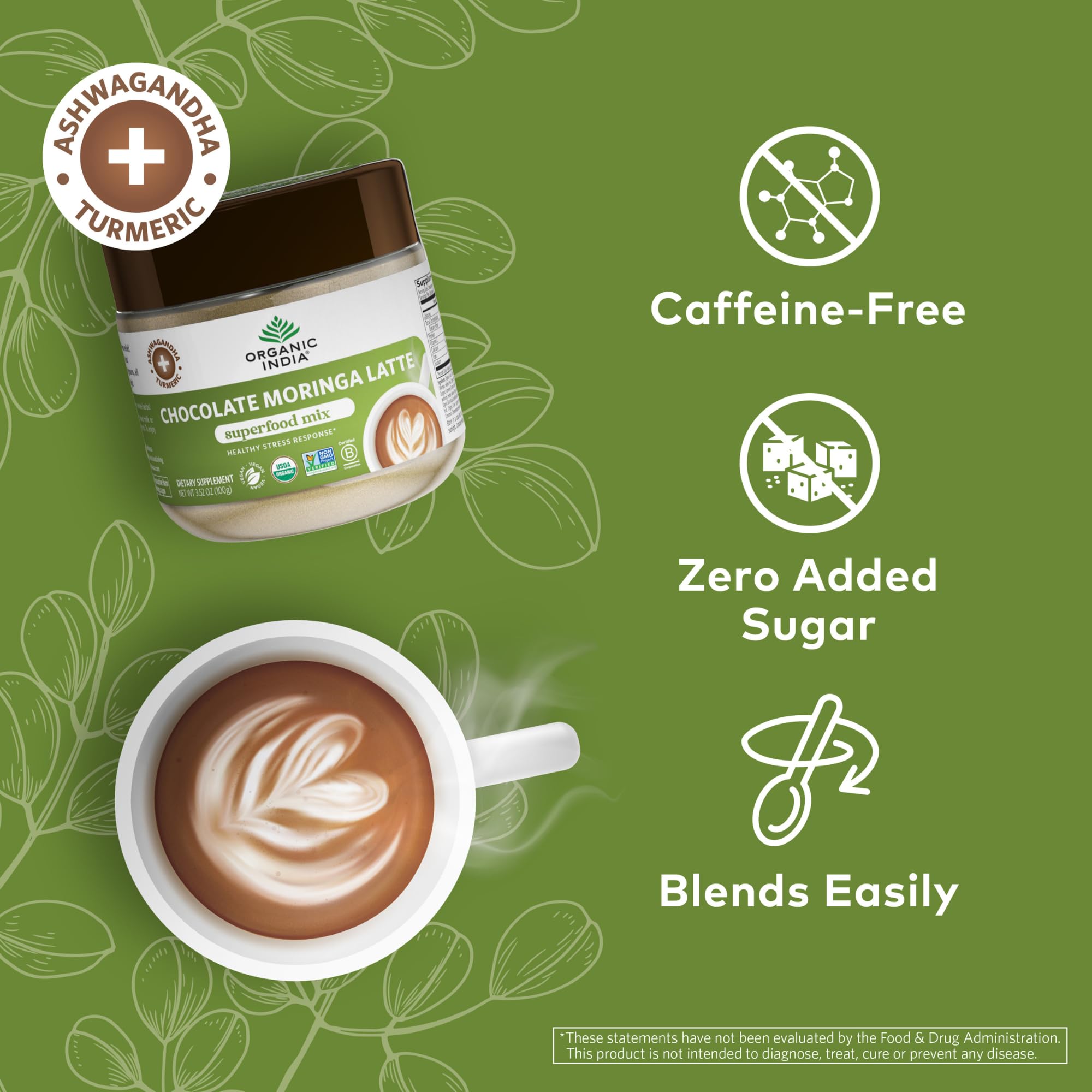 Foto 3 | Superfood Mix Organic India Chocolate Moringa Latte Powder - Venta Internacional.