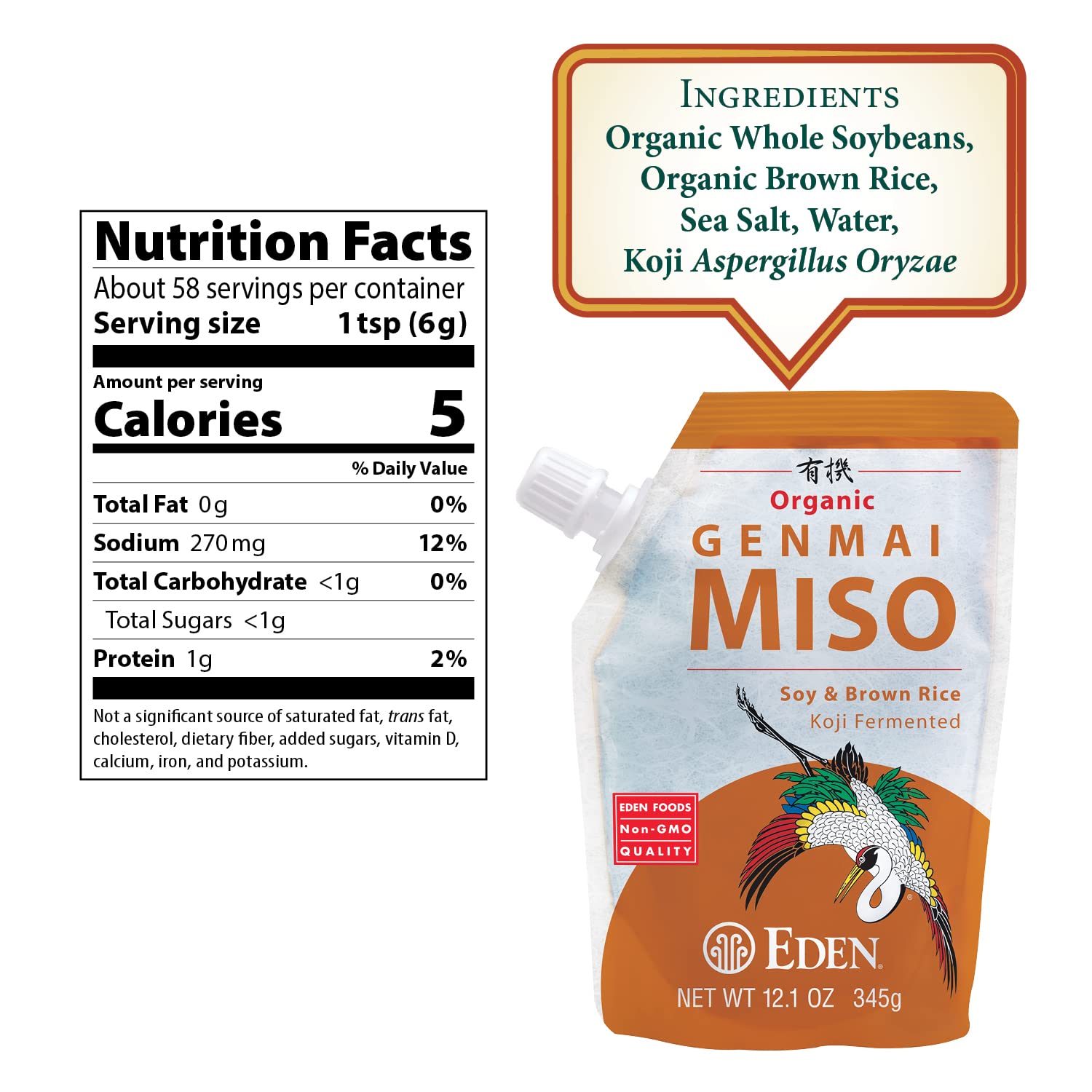 Foto 3 pulgar | Miso Eden Foods Genmai  Soja Orgánica Y Arroz Integral  360 Ml - Venta Internacional.
