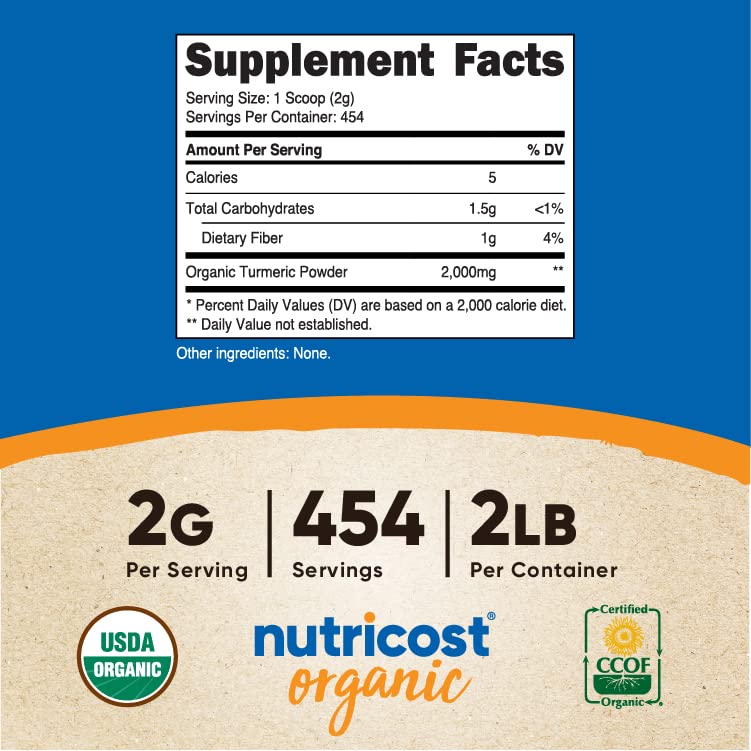 Foto 3 pulgar | Cúrcuma En Polvo Nutricost Organic 907 G - Usda Organic - Venta Internacional.