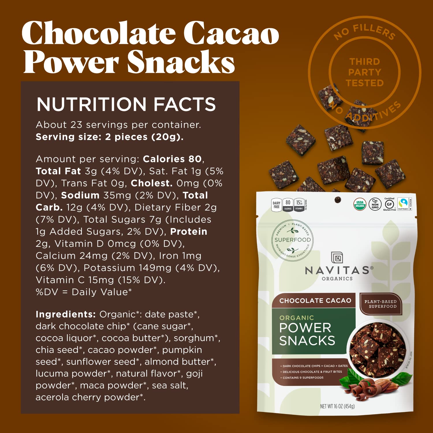 Foto 3 pulgar | Snacks Navitas Organics Superfood Power Chocolate Y Cacao  473 Ml - Venta Internacional.