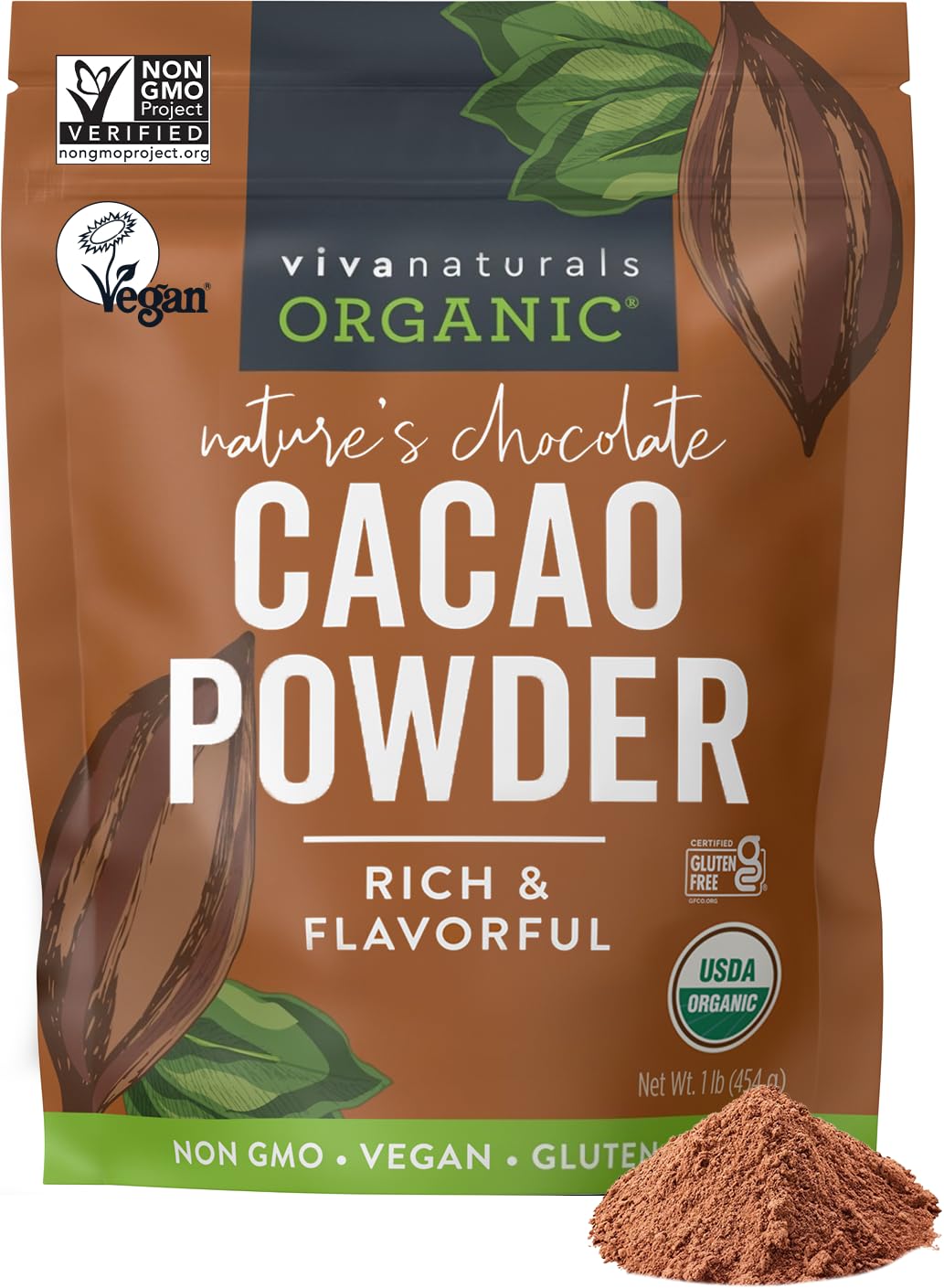 Foto 1 | Cacao En Polvo Viva Naturals Organic 454 G Sin Azúcar - Venta Internacional.