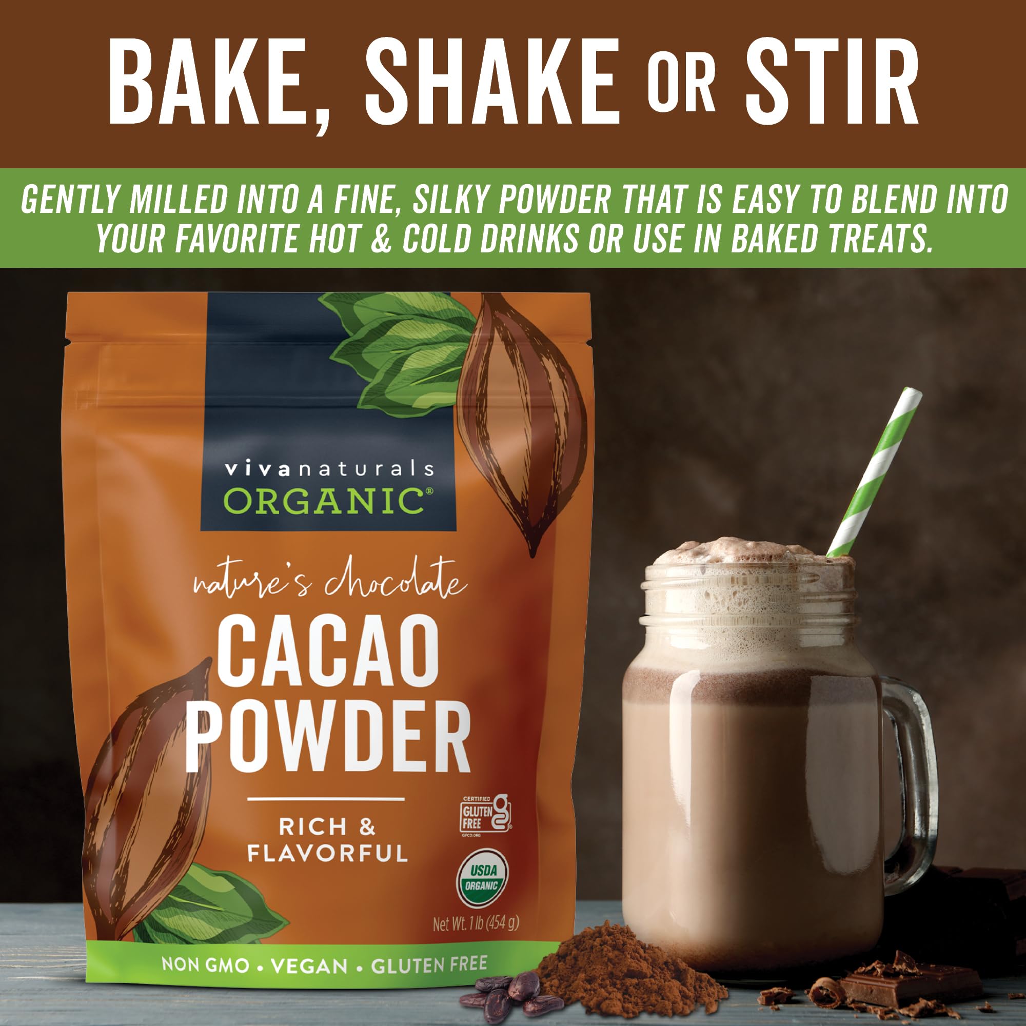 Foto 3 | Cacao En Polvo Viva Naturals Organic 454 G Sin Azúcar - Venta Internacional.