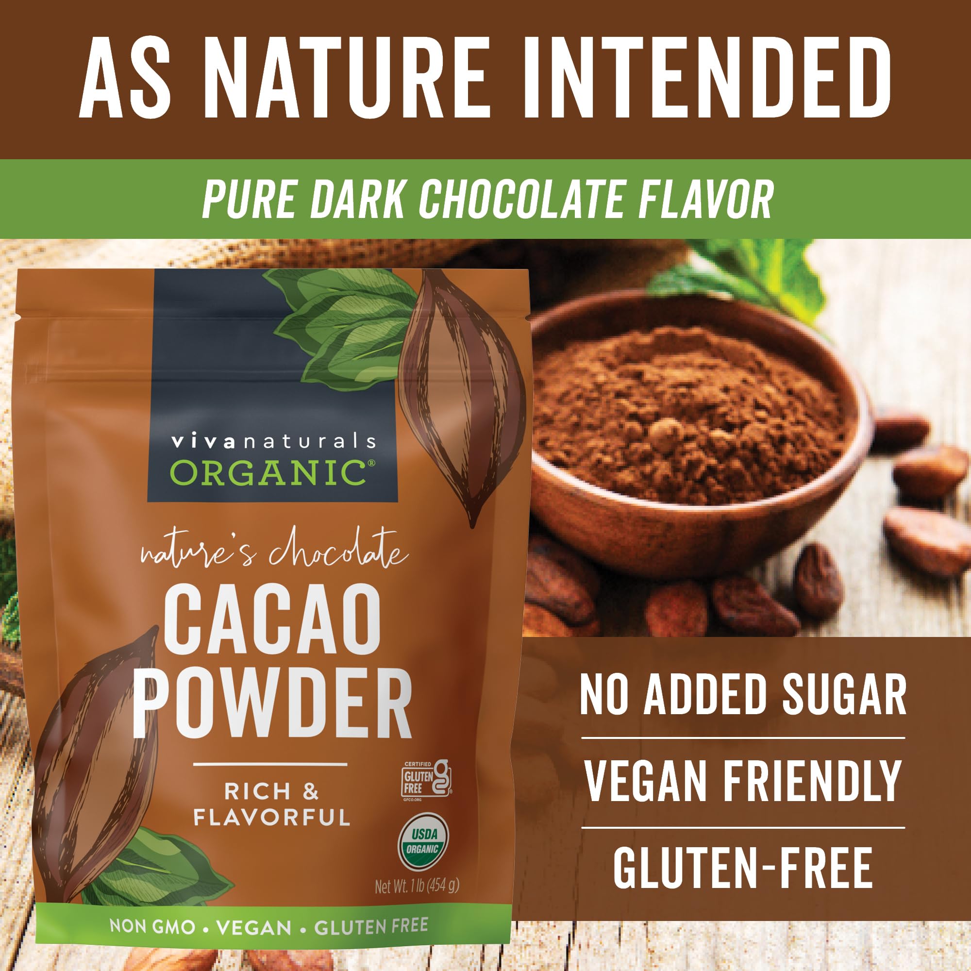 Foto 5 | Cacao En Polvo Viva Naturals Organic 454 G Sin Azúcar - Venta Internacional.