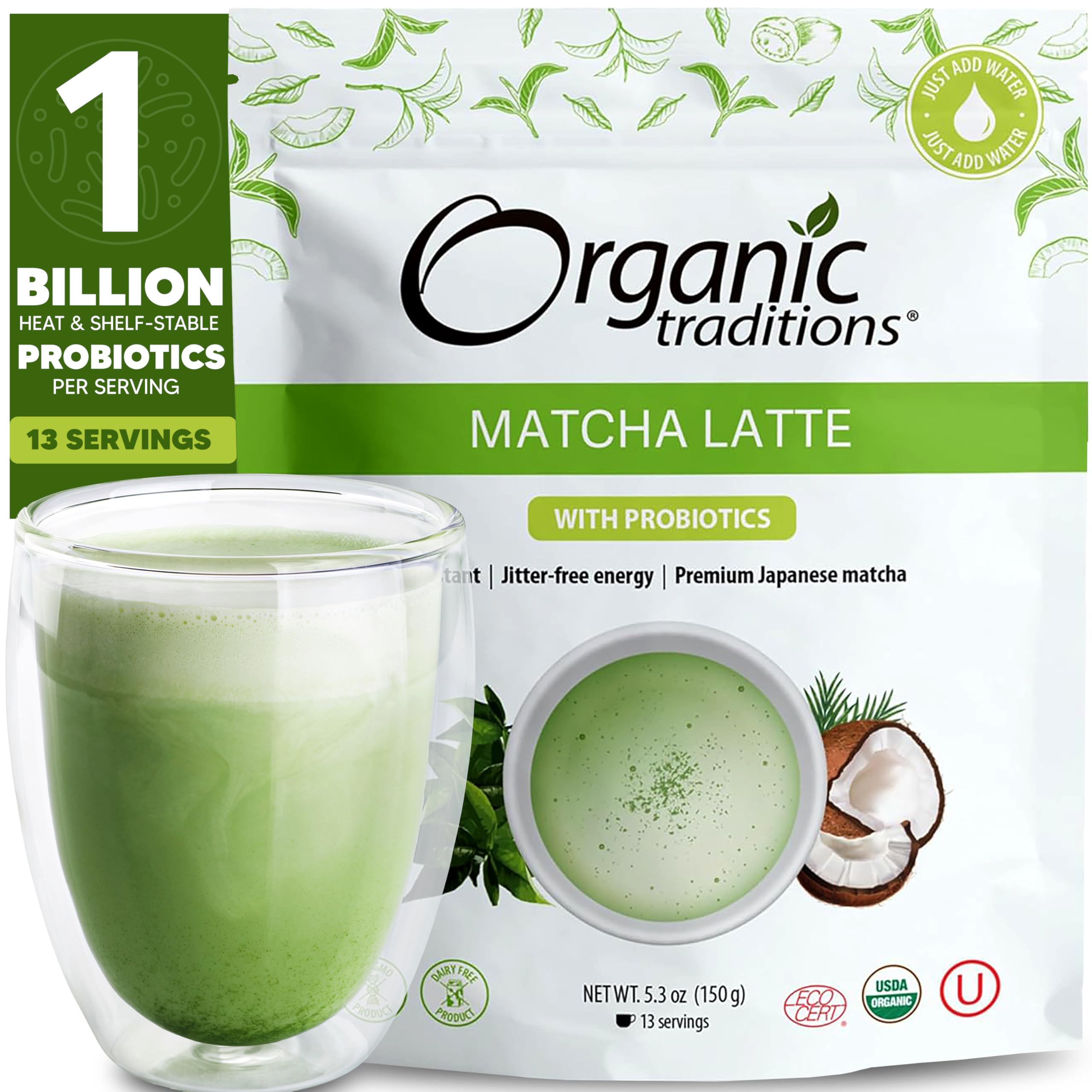 Foto 2 pulgar | Té Verde Matcha Latte En Polvo Organic Traditions 150 G - Venta Internacional.