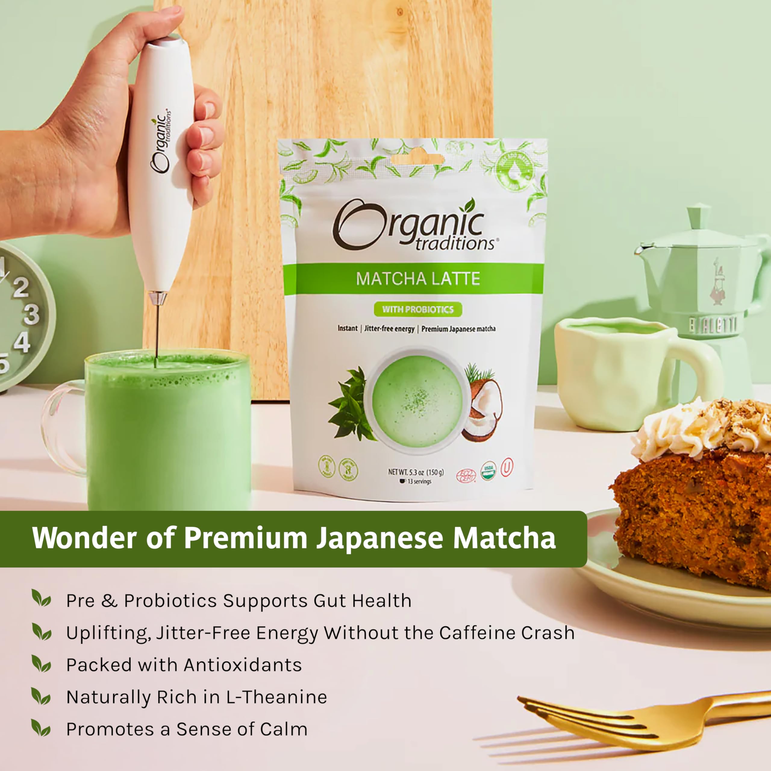 Foto 4 pulgar | Té Verde Matcha Latte En Polvo Organic Traditions 150 G - Venta Internacional.