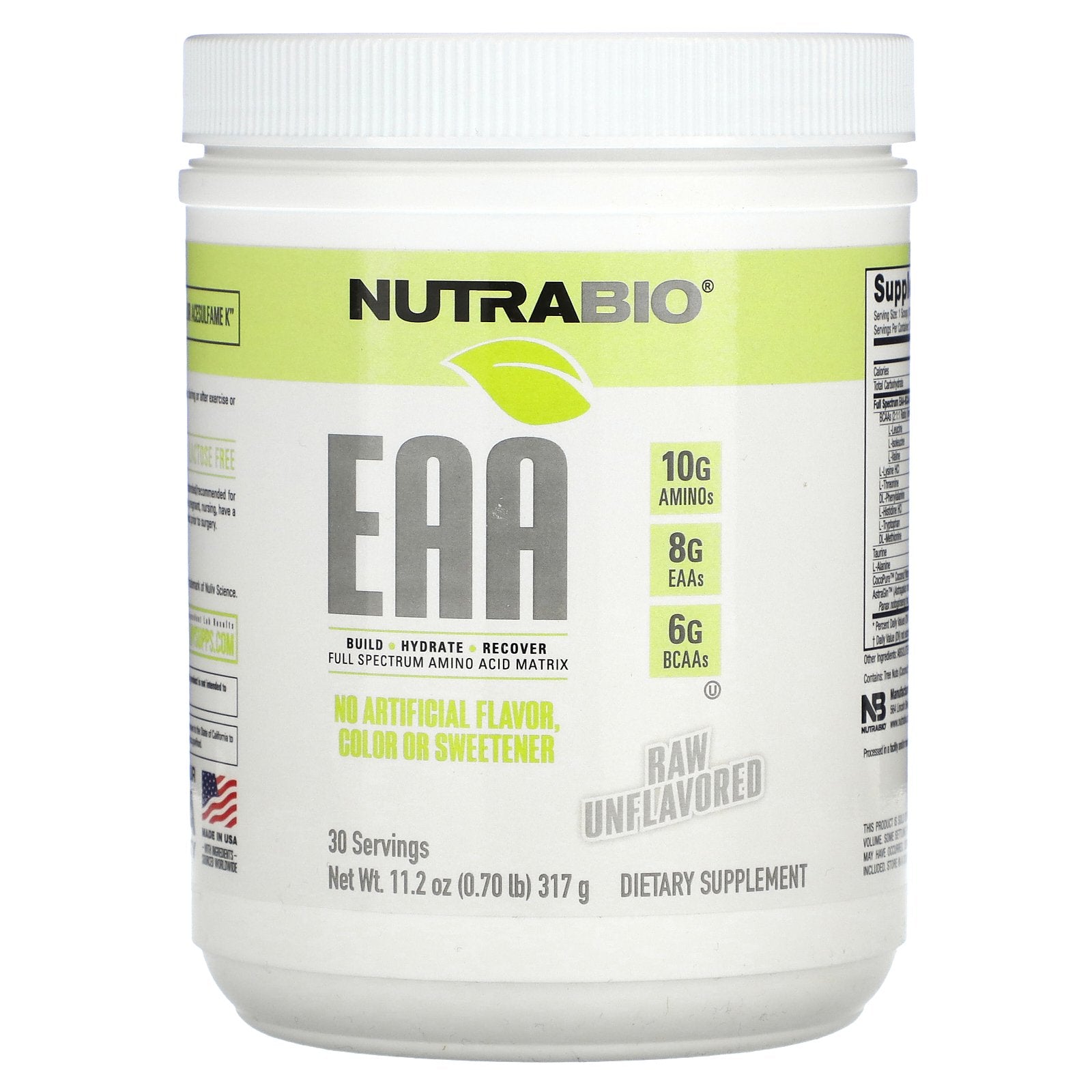 Foto 2 pulgar | Suplemento Nutrabio Eaa Crudo Sin Sabor 317g - Venta Internacional.
