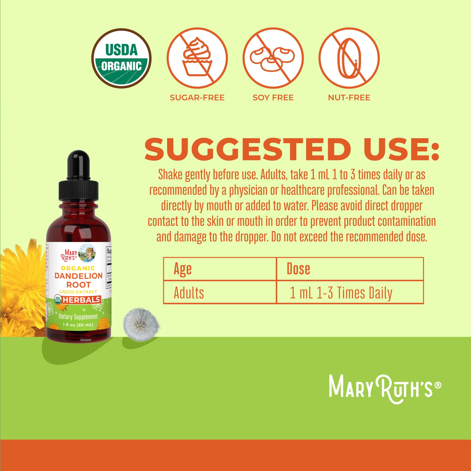 Foto 4 pulgar | Suplemento De Extracto Orgánico De Raíz De Diente De León De Maryruth  30 Ml - Venta Internacional.