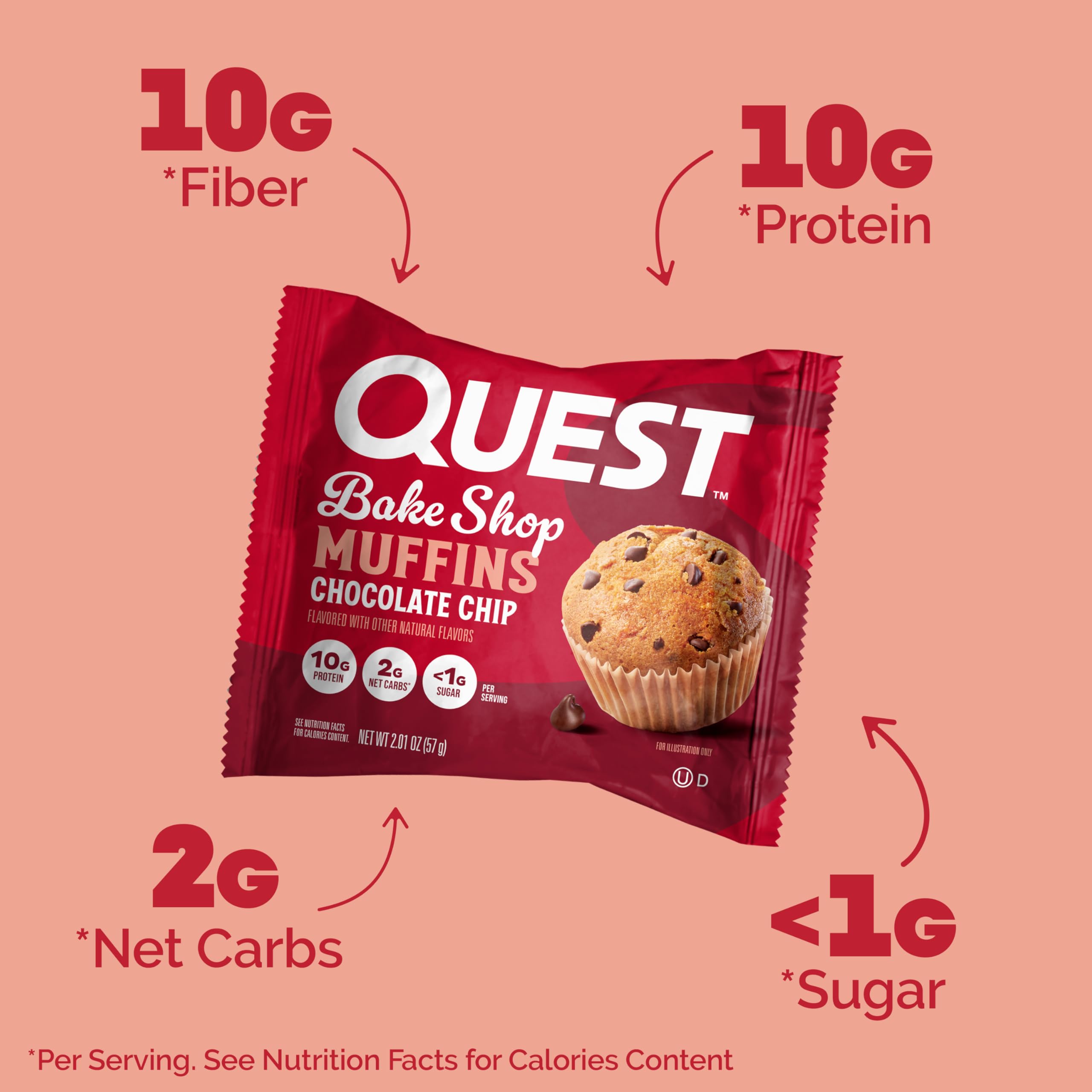 Foto 3 pulgar | Muffins Quest Bake Shop Con Chispas De Chocolate  10 G De Proteína  8 Unidades - Venta Internacional.
