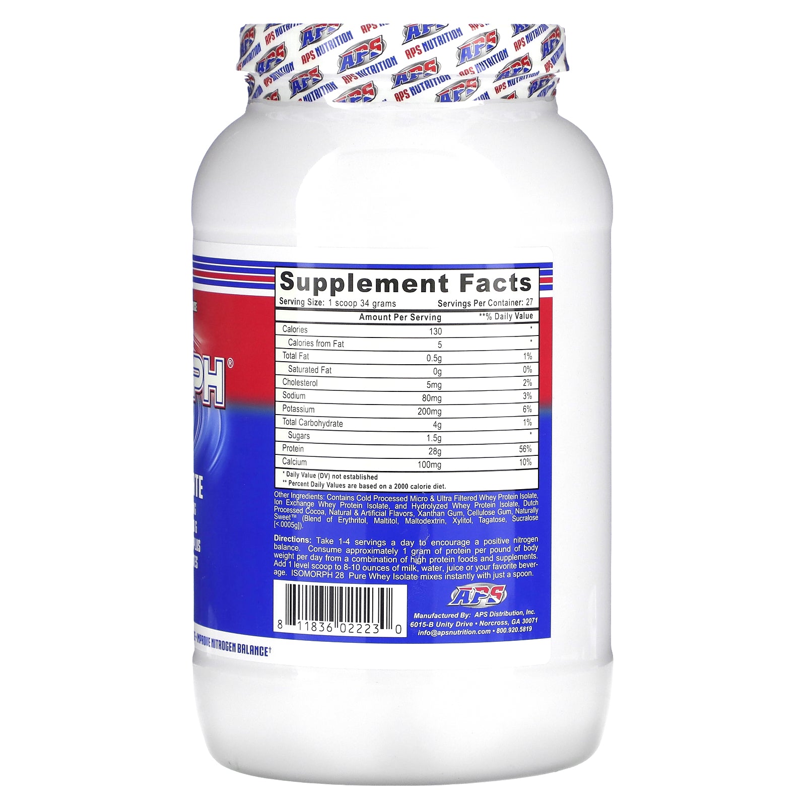 Foto 3 pulgar | Proteína En Polvo Aps Isomorph 28 Pure Whey Isolate 907 G - Venta Internacional.