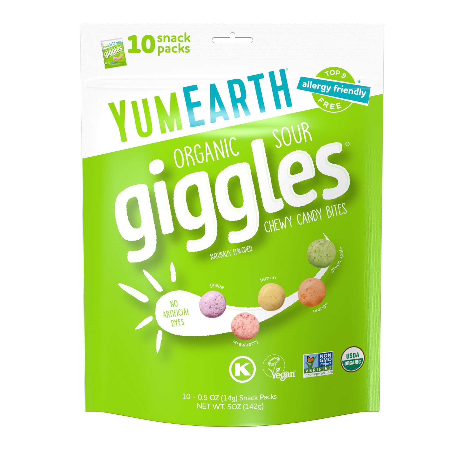 Foto 2 pulgar | Chewy Candy Yumearth Organic Sour Giggles  14 G  Paquete De 10 - Venta Internacional.