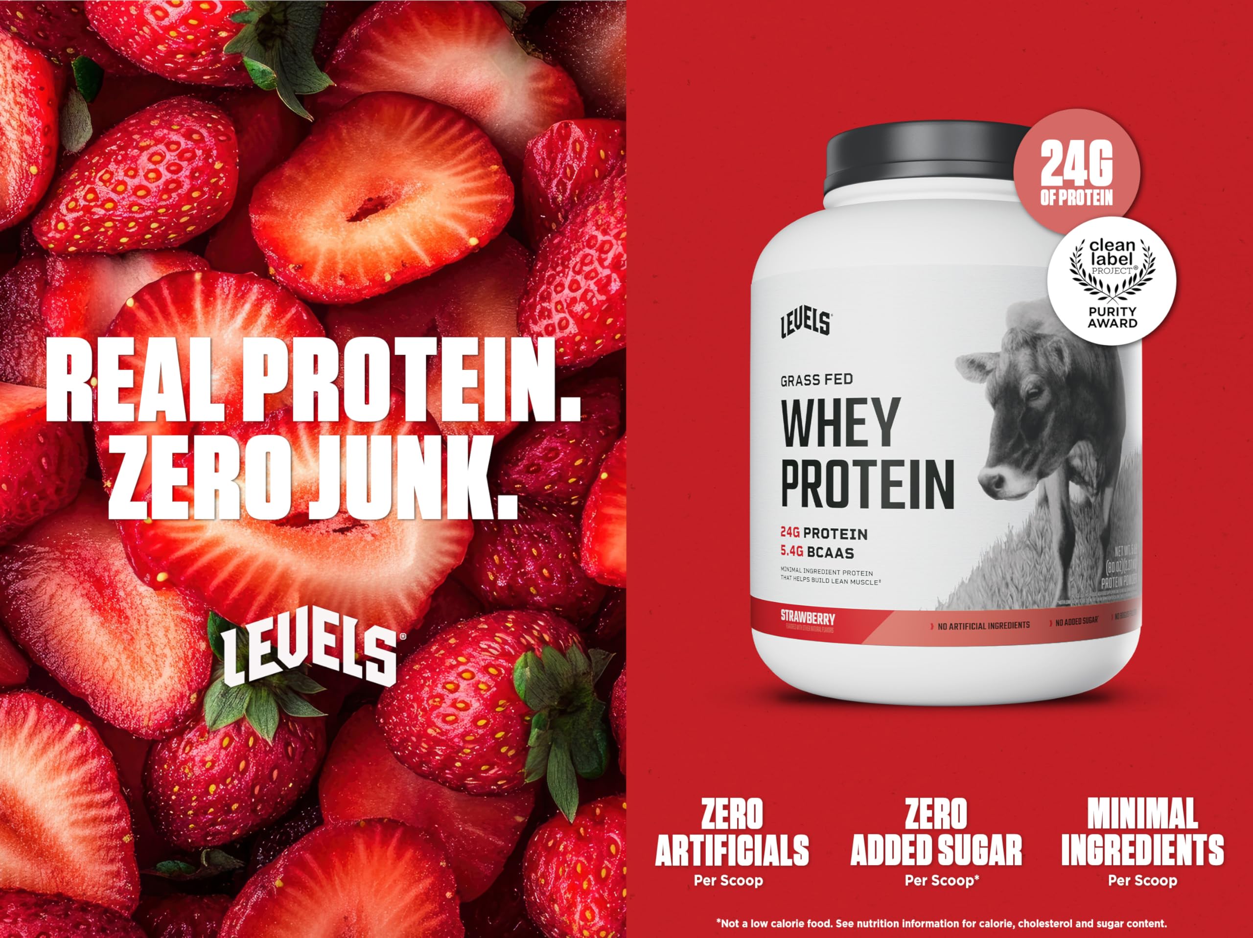 Foto 3 pulgar | Niveles De Proteína De Suero En Polvo De Fresas Alimentadas Con Pasto: 2 27 Kg - Venta Internacional.