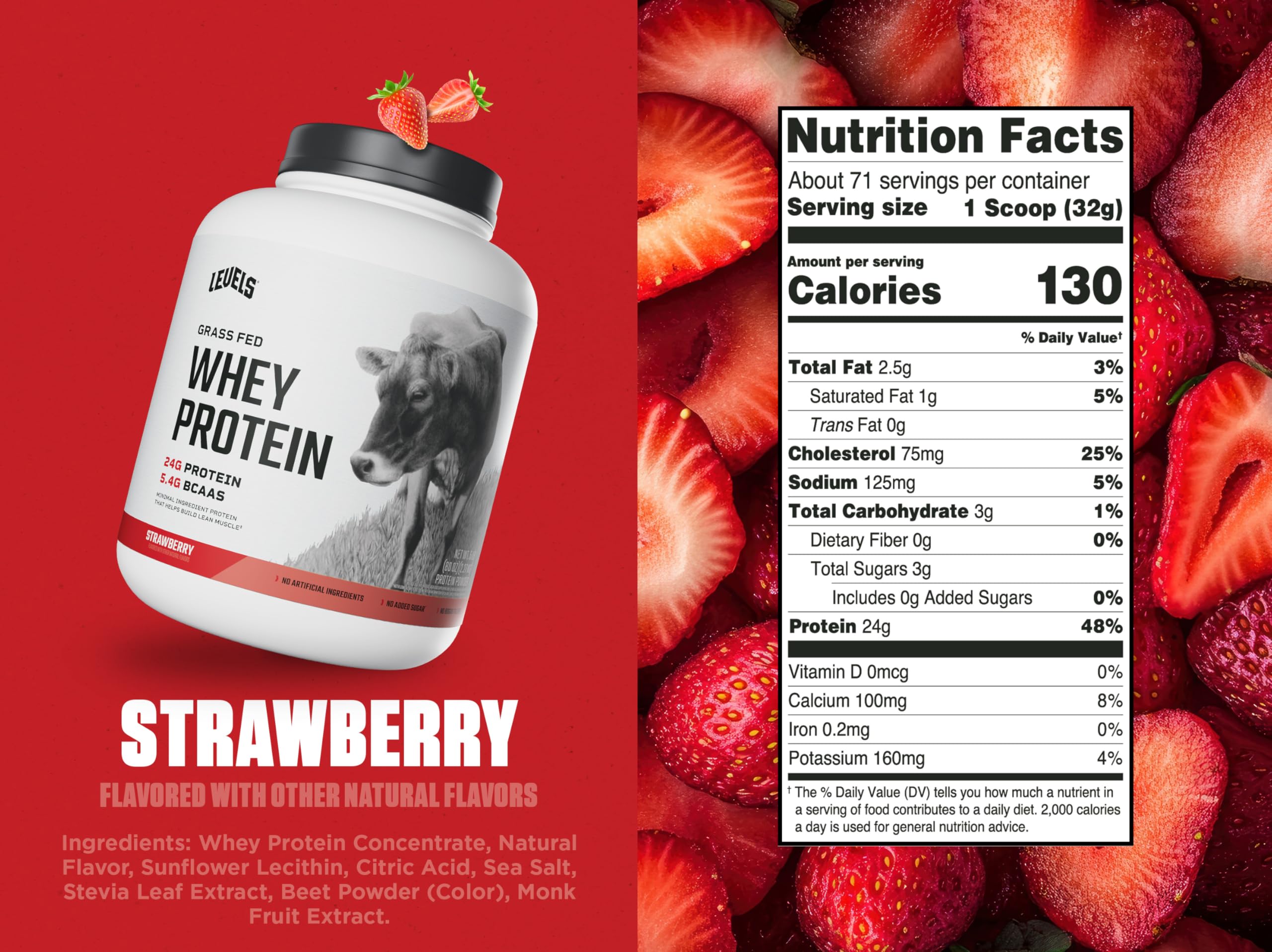 Foto 4 pulgar | Niveles De Proteína De Suero En Polvo De Fresas Alimentadas Con Pasto: 2 27 Kg - Venta Internacional.