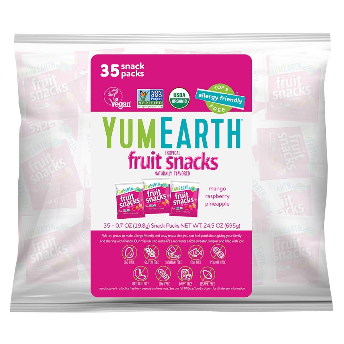 Foto 1 | Fruit Snacks Yumearth Con Sabor Tropical Orgánico (paquete De 35) - Venta Internacional.