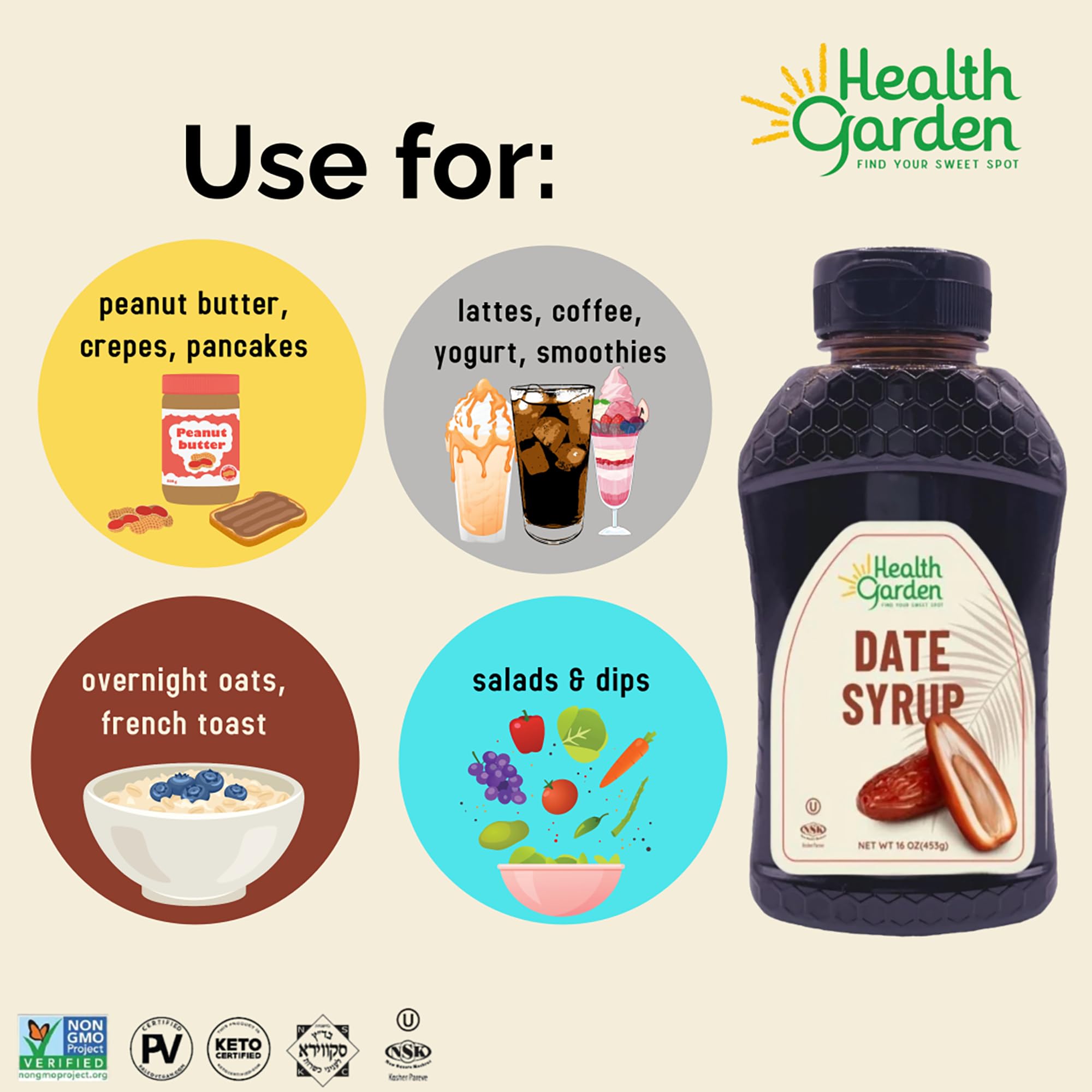 Foto 4 | Sirope De Dátil Health Garden 473 Ml - Venta Internacional.