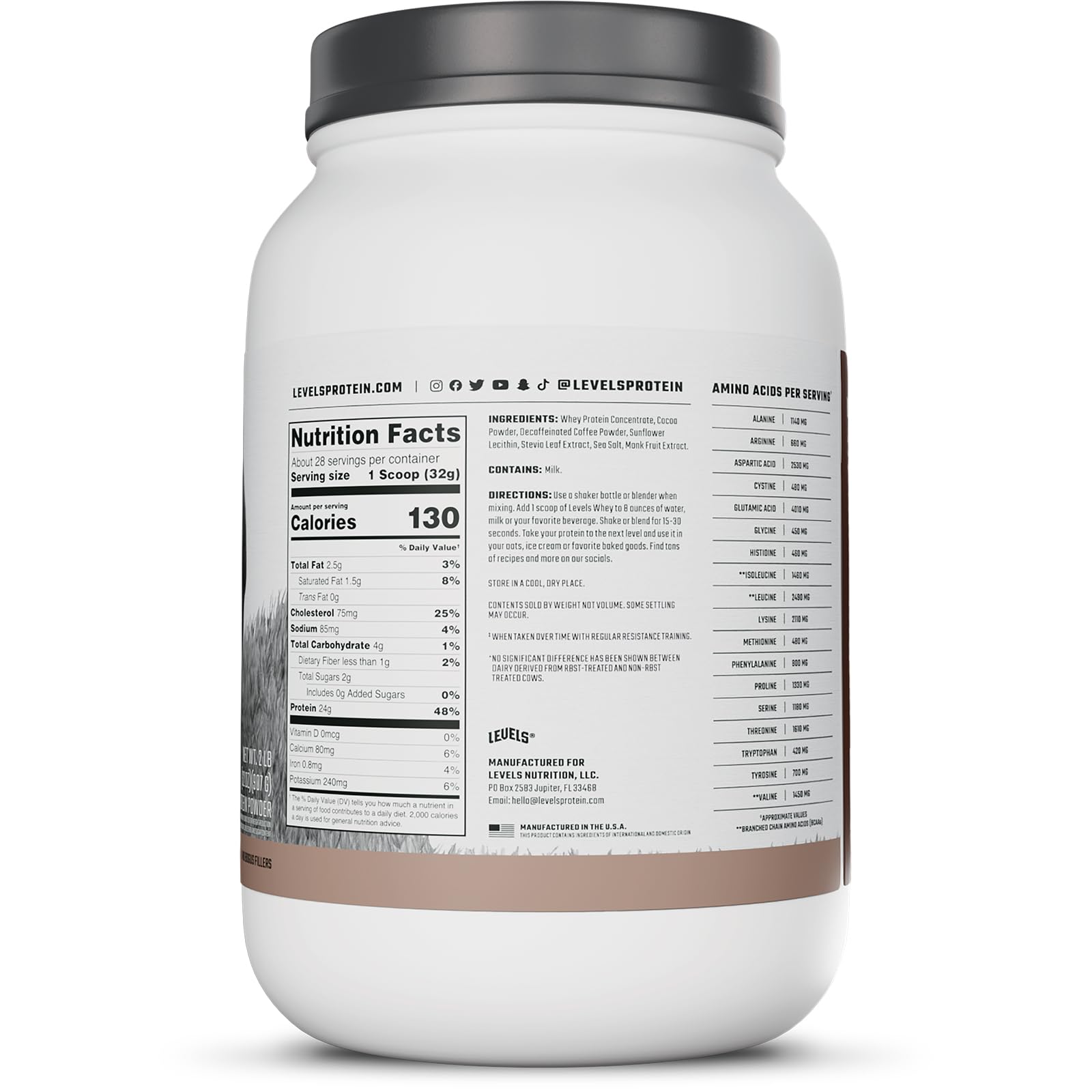 Foto 8 pulgar | Niveles De Proteína De Suero De Leche En Polvo  Chocolate Y Moca Alimentados Con Pasto  2 Libras - Venta Internacional.