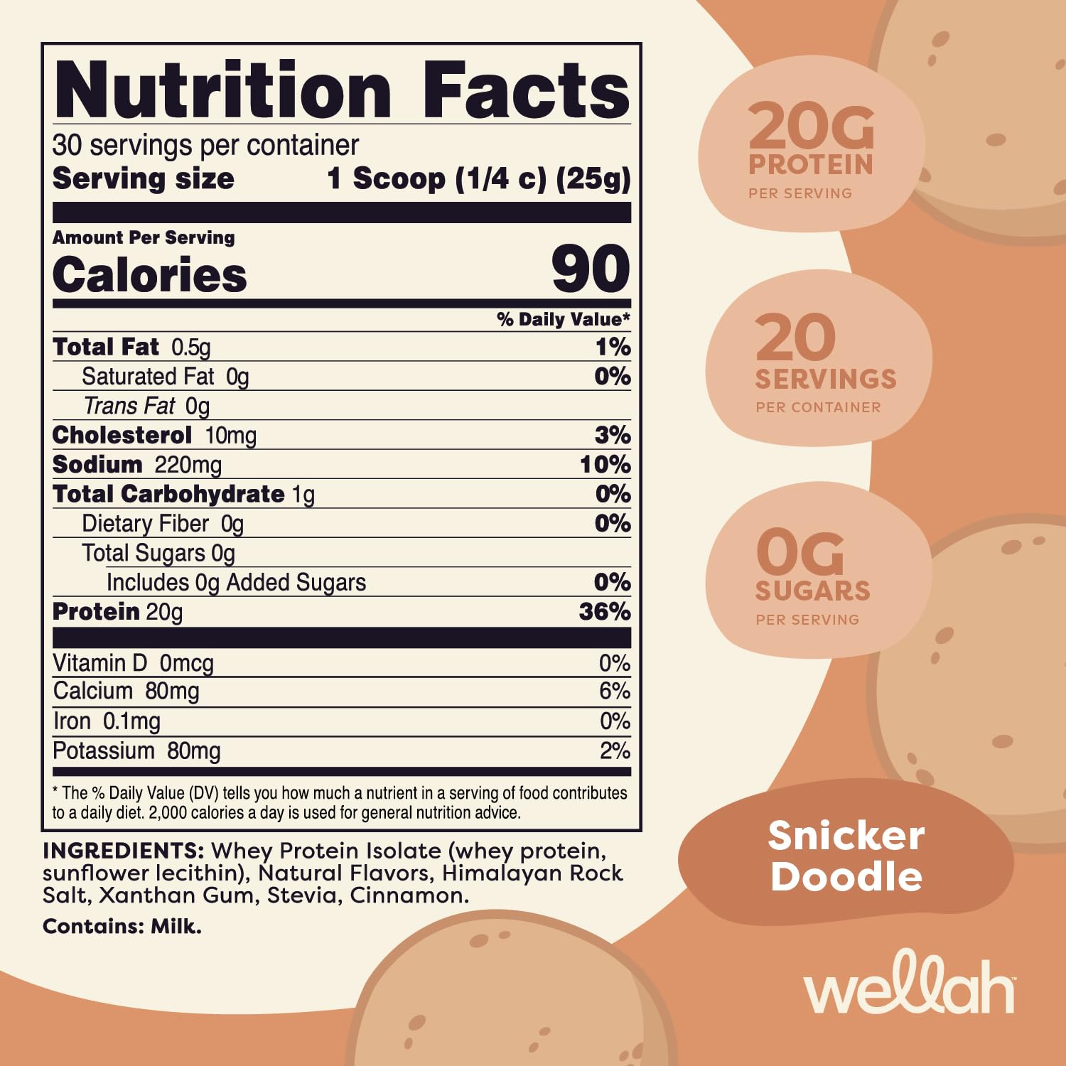 Foto 3 pulgar | Proteína De Suero Wellah Protein Your Whey Wpi Snickerdoodle 30 Raciones - Venta Internacional.