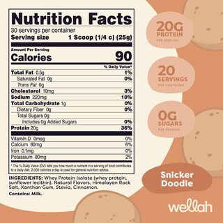 Foto 2 | Proteína De Suero Wellah Protein Your Whey Wpi Snickerdoodle 30 Raciones - Venta Internacional.