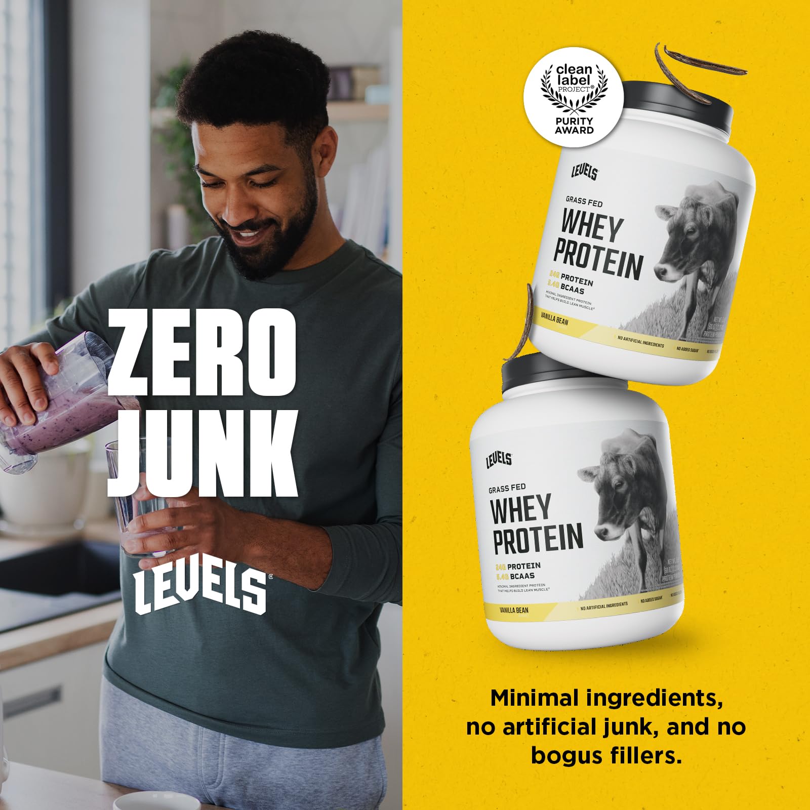 Foto 7 pulgar | Niveles De Proteína De Suero En Polvo  Vainilla Alimentada Con Pasto: 2 27 Kg - Venta Internacional.