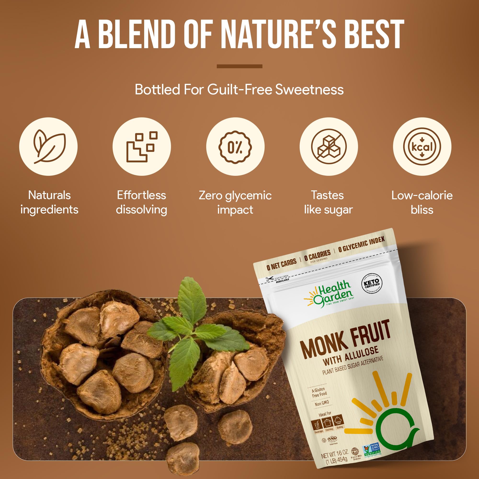 Foto 5 pulgar | Sugar Alternative Health Garden Monk Fruit Con Alulosa 454 G - Venta Internacional.