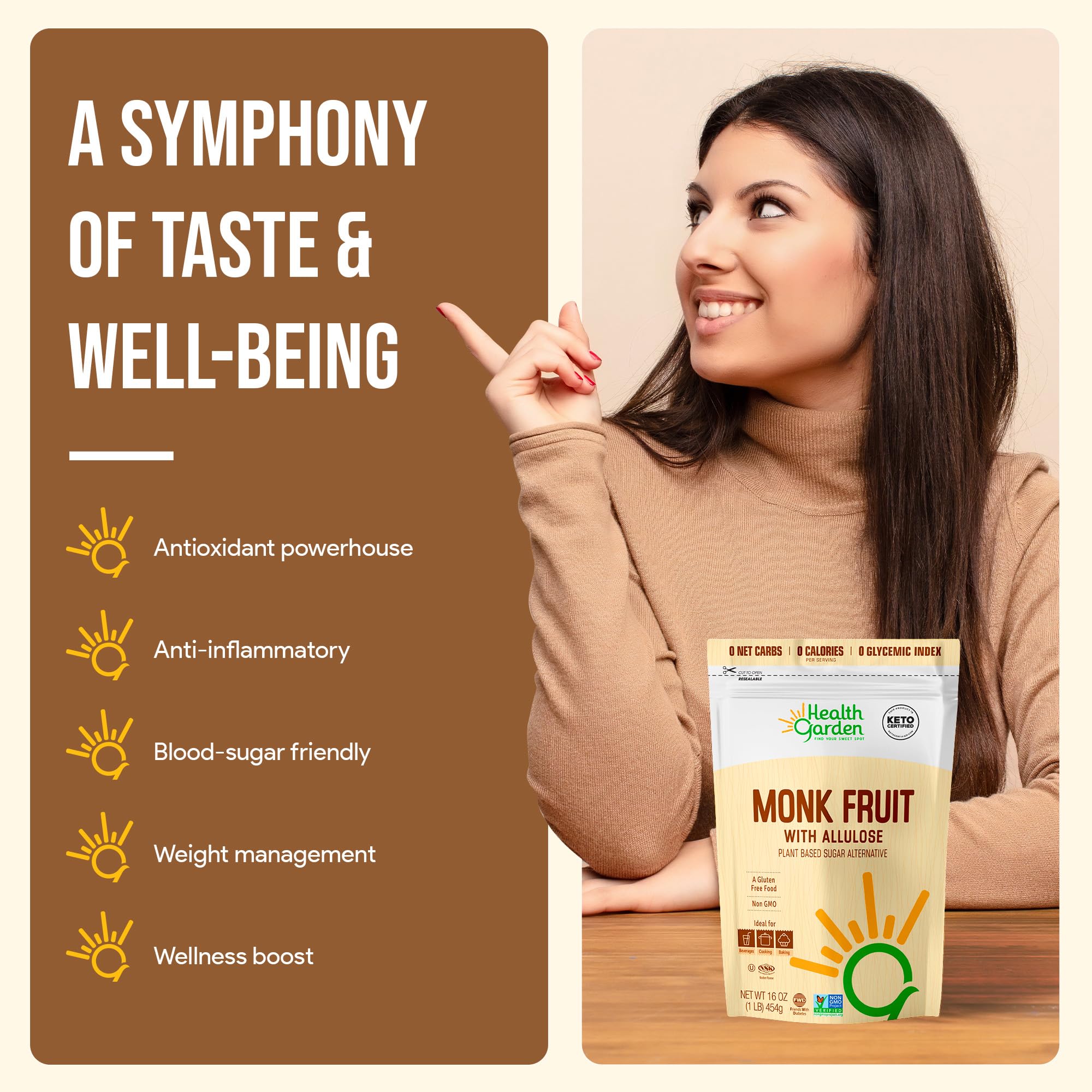 Foto 6 pulgar | Sugar Alternative Health Garden Monk Fruit Con Alulosa 454 G - Venta Internacional.