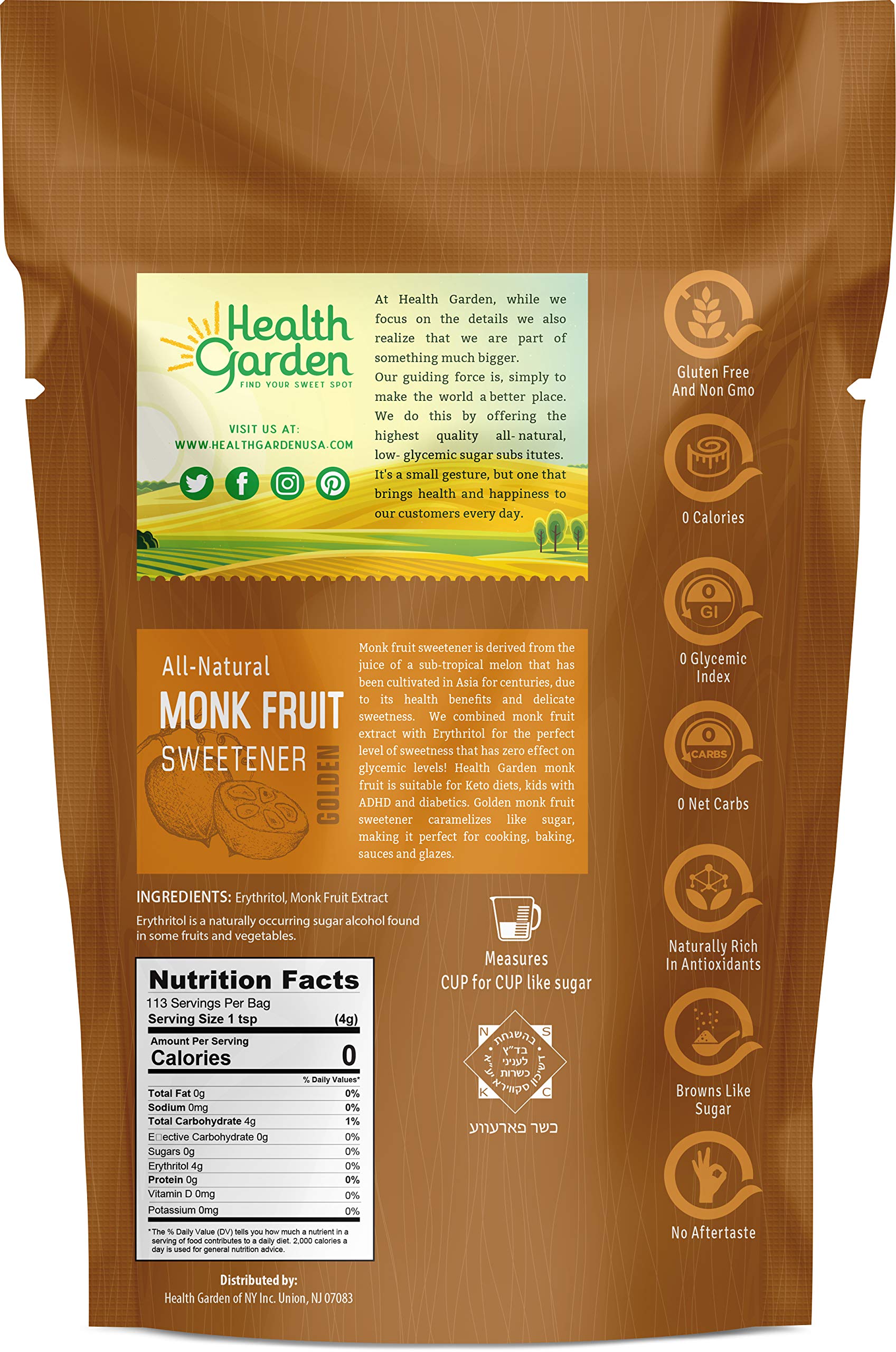 Foto 3 pulgar | Edulcorante Health Garden Monk Fruit Golden 454 G - Venta Internacional.