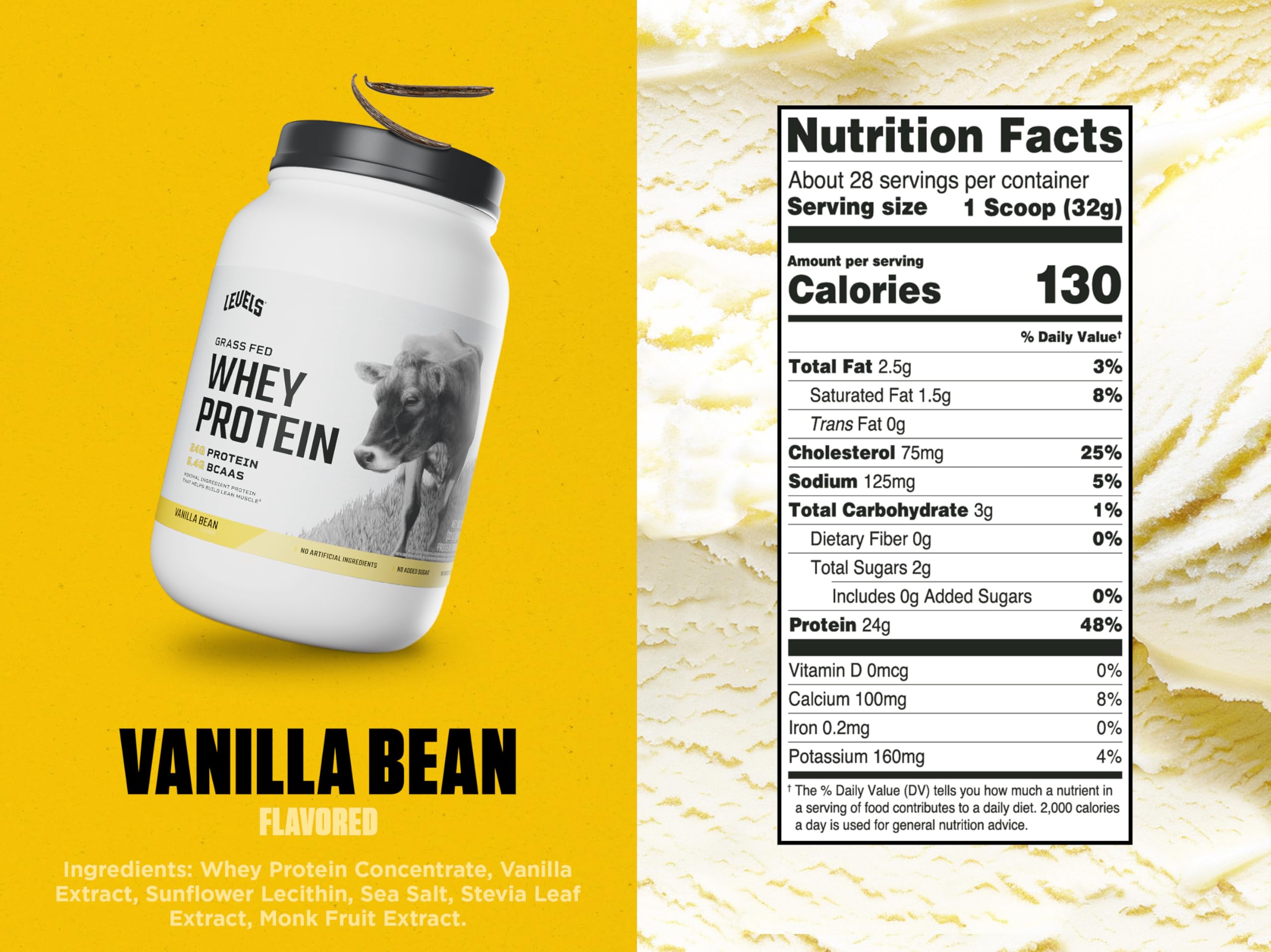 Foto 4 pulgar | Niveles De Proteína De Suero En Polvo  Vainilla Alimentada Con Pasto  907 G - Venta Internacional.