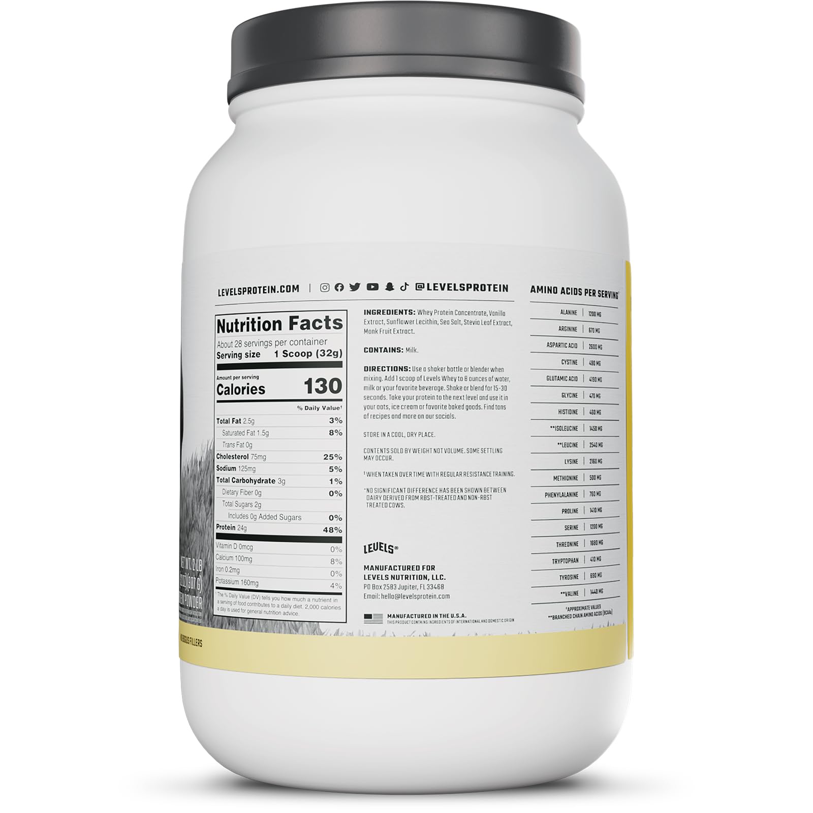 Foto 8 pulgar | Niveles De Proteína De Suero En Polvo  Vainilla Alimentada Con Pasto  907 G - Venta Internacional.