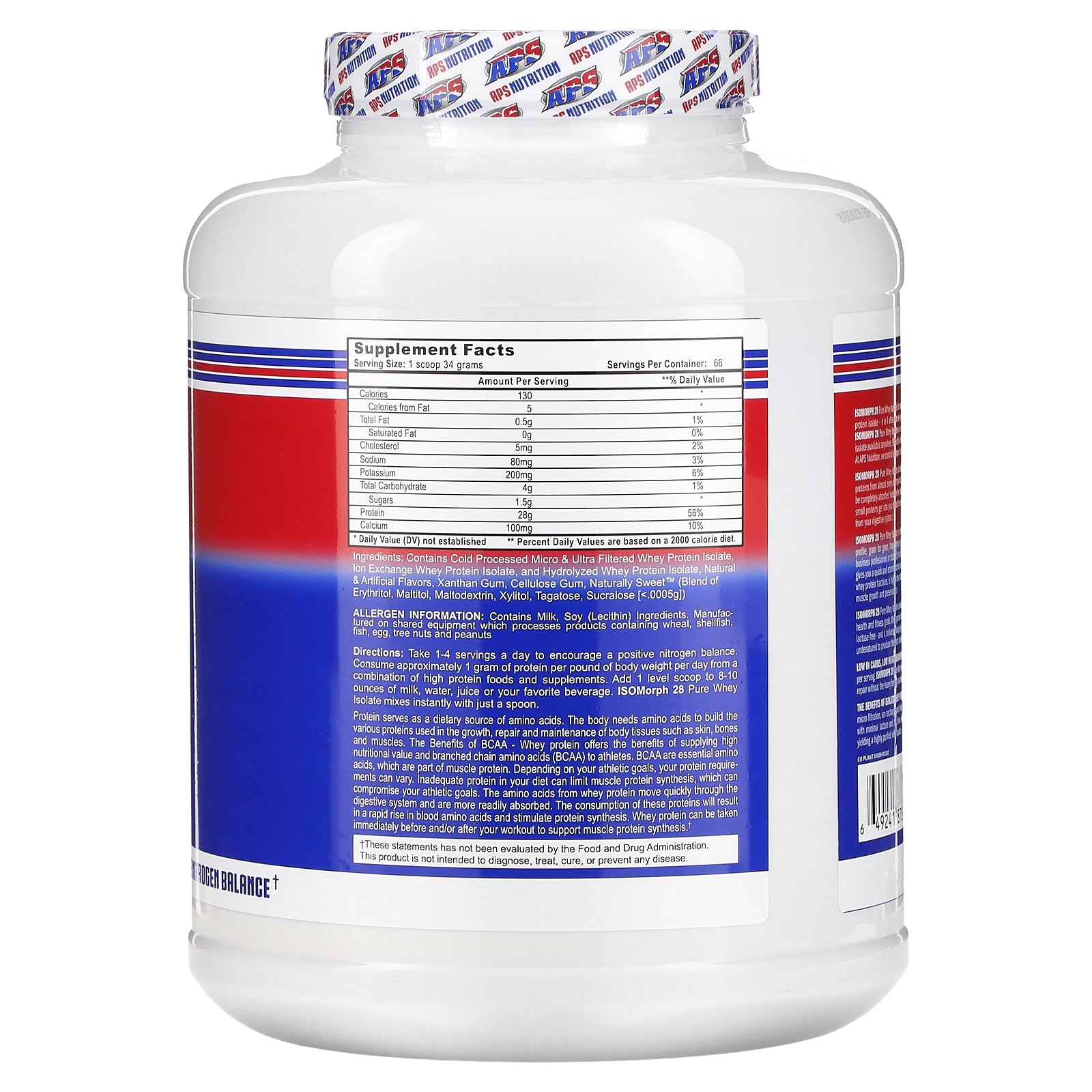 Foto 3 pulgar | Proteína En Polvo Aps Isomorph 28 Pure Whey Isolate 2.27 Kg - Venta Internacional.