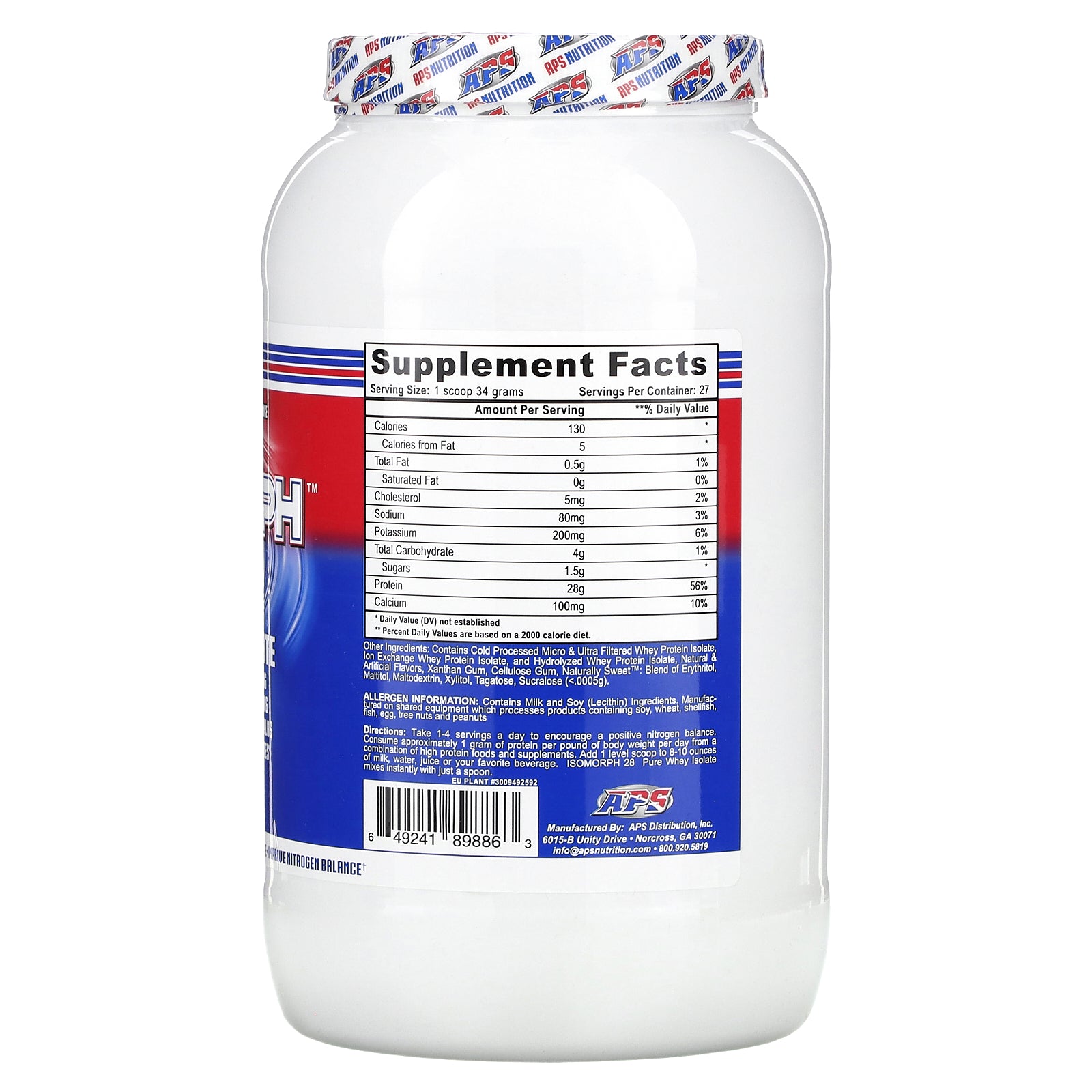 Foto 3 pulgar | Proteína En Polvo Aps Isomorph 28 Pure Whey Isolate Vanilla 907 G - Venta Internacional.