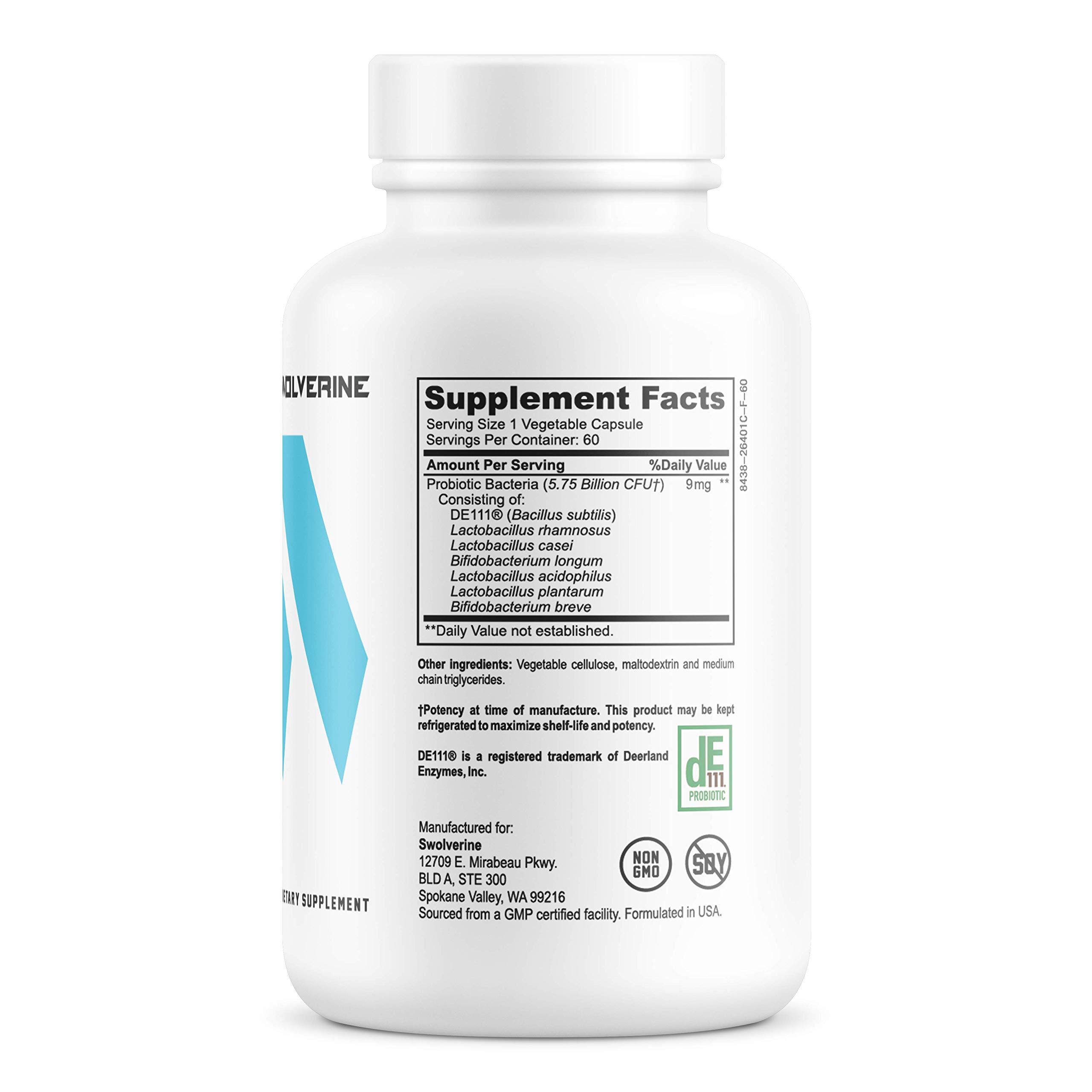 Foto 3 pulgar | Suplemento Probiótico Swolverine Probiotix Con De111 (60 Porciones) - Venta Internacional.