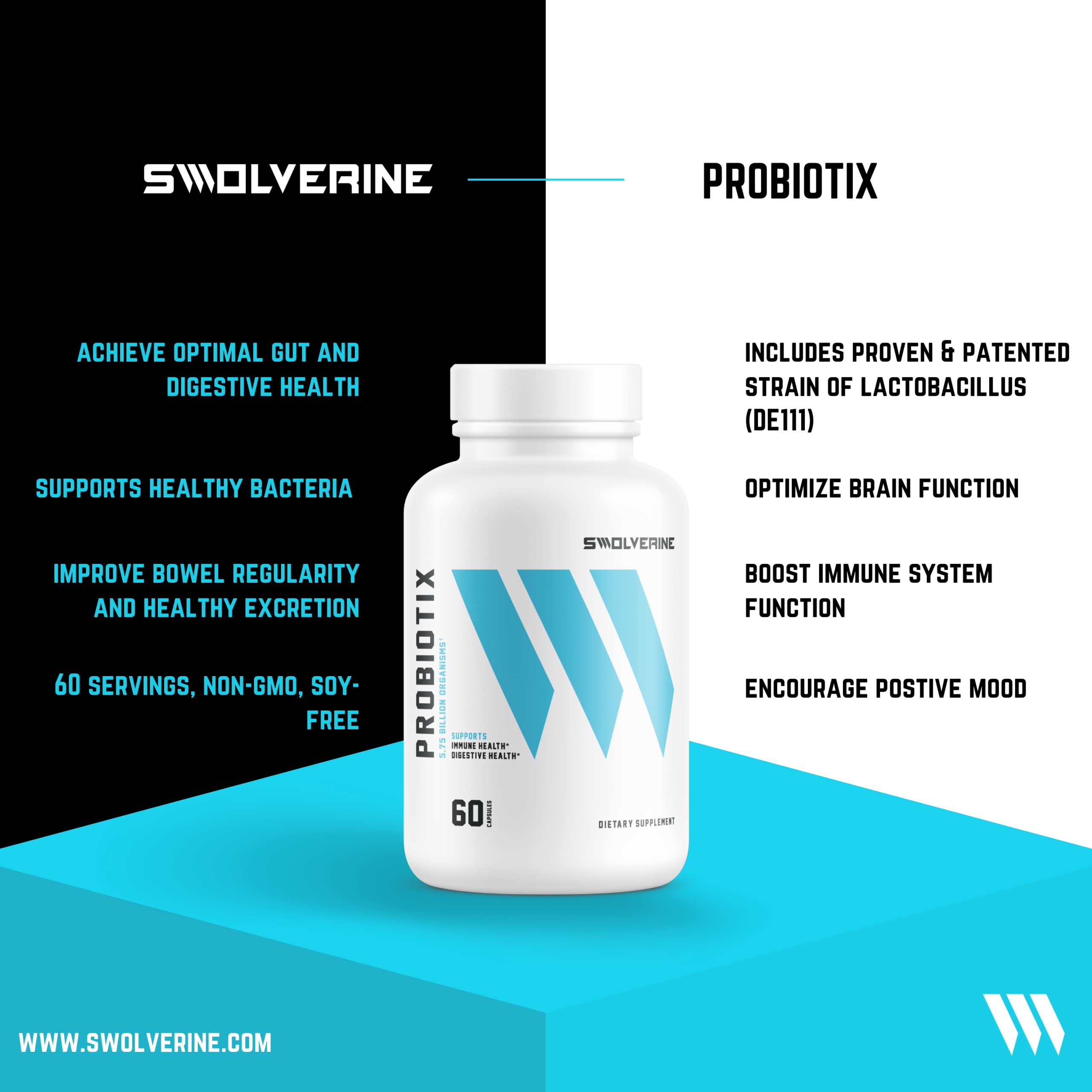 Foto 4 pulgar | Suplemento Probiótico Swolverine Probiotix Con De111 (60 Porciones) - Venta Internacional.