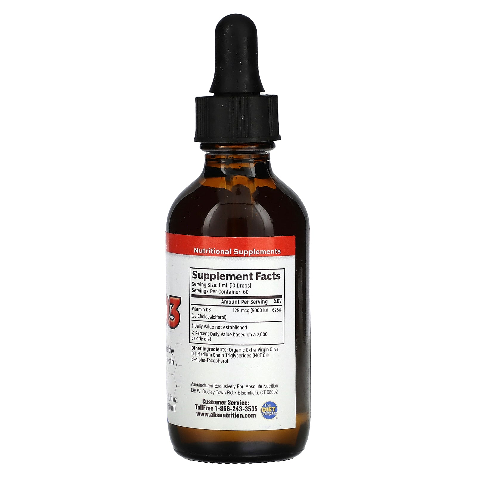 Foto 3 pulgar | Suplemento Absolute Nutrition De Vitamina D3 En Gotas  5000 Ui  60 Ml - Venta Internacional.
