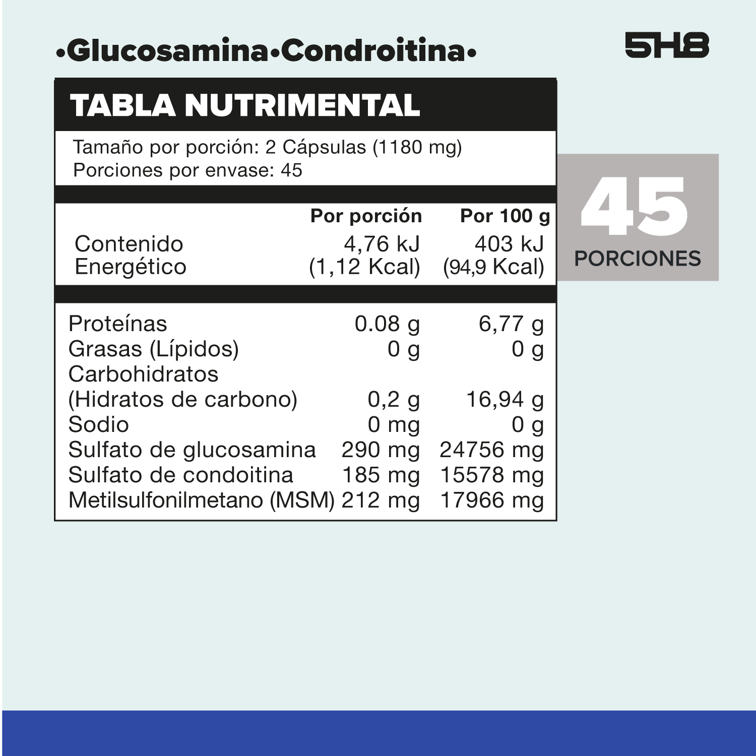 Foto 3 pulgar | 5h8 Glucosamina + Condroitina + Msm  90 Caps