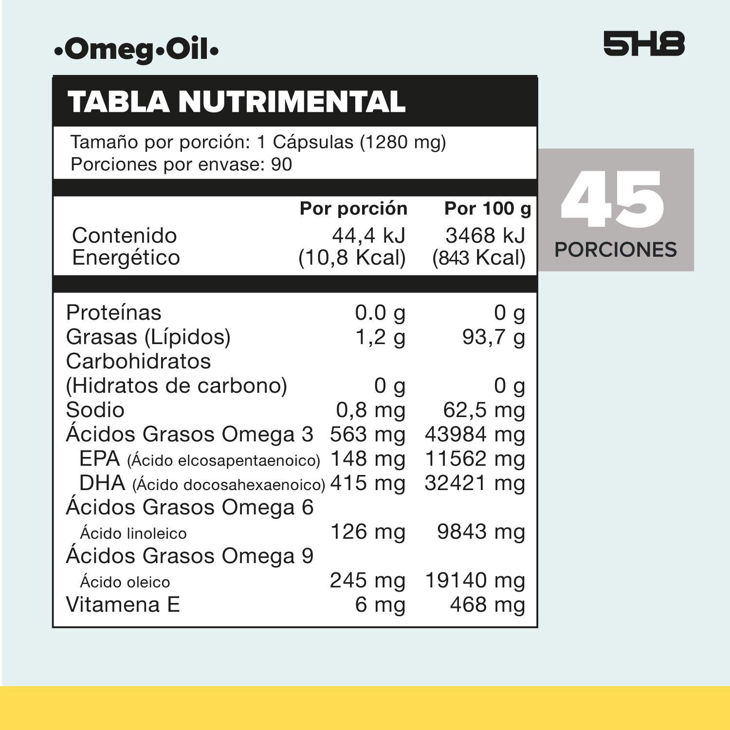Foto 3 pulgar | 5h8 Omega Oil - Omega 3-6-9  90 Caps