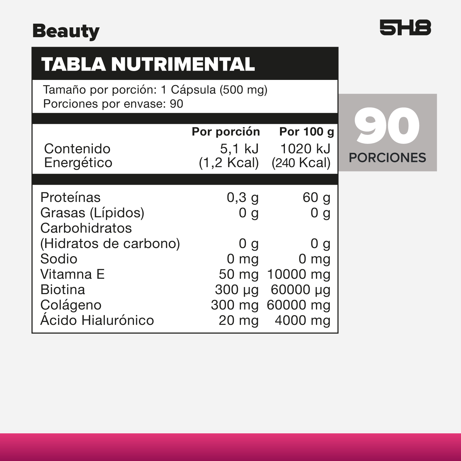 Foto 3 pulgar | Beauty 5H8 90 Cápsulas