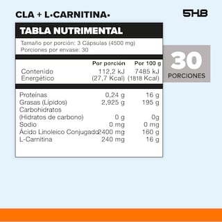 Foto 2 | Cla+L-Carnitina 5H8 90 Cápsulas