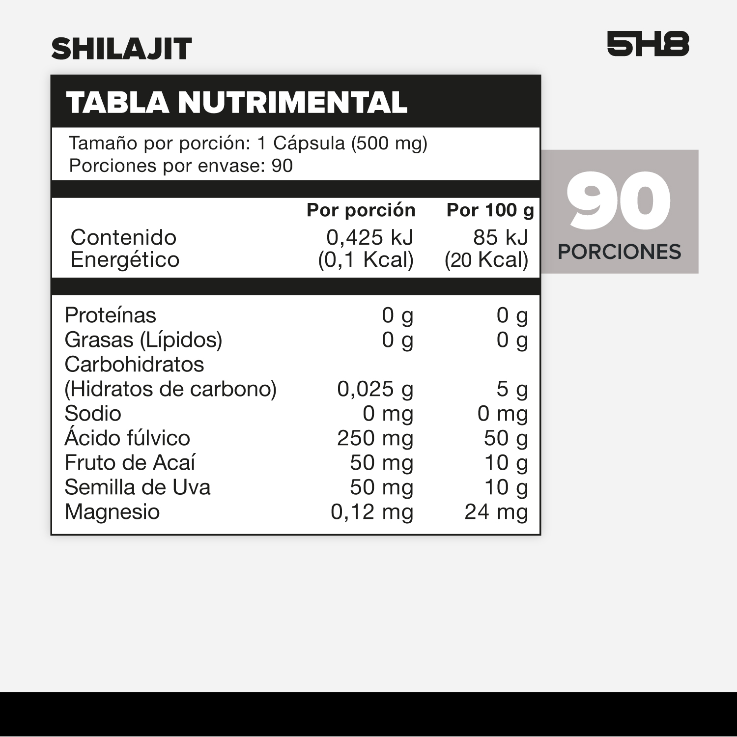 Foto 3 pulgar | Shilajit 5H8 90 Cápsulas