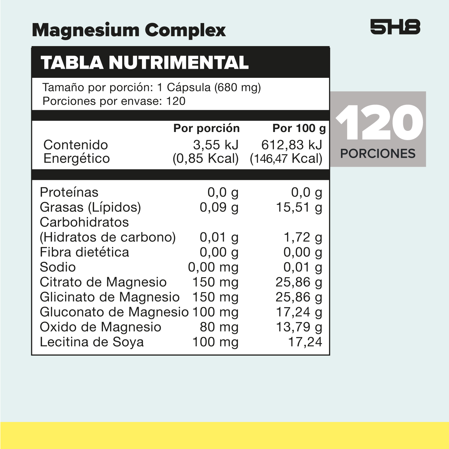 Foto 2 | Magnesium Complex 5H8 120 Cápsulas